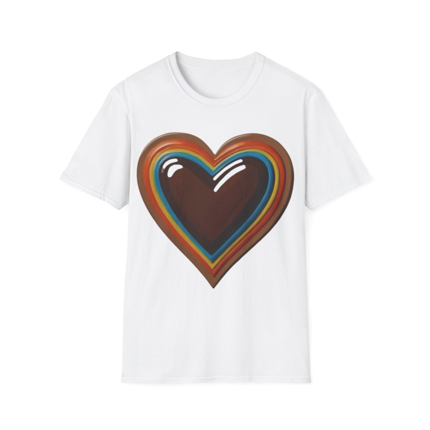 Colourful Brown Love Heart - Unisex T-Shirt