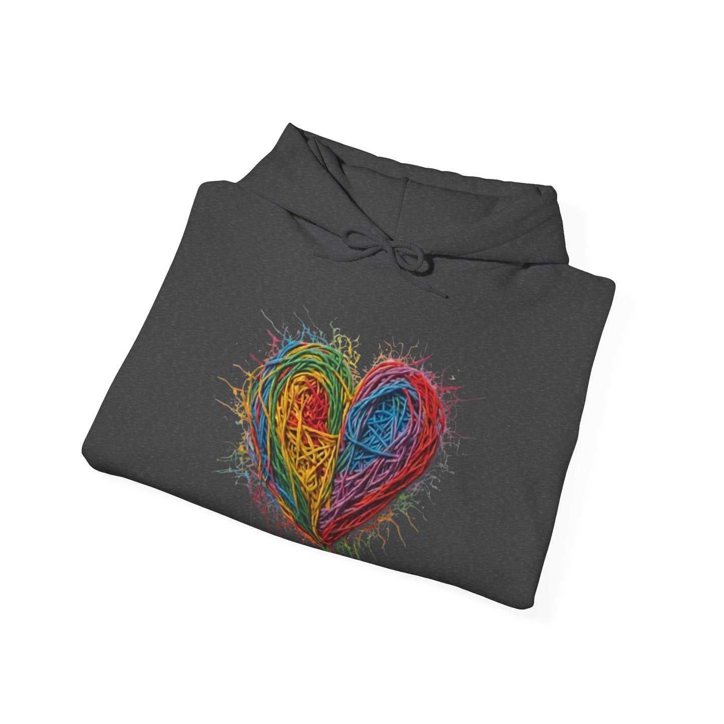 Multicoloured Scoubidou Love Heart - Unisex Hooded Sweatshirt