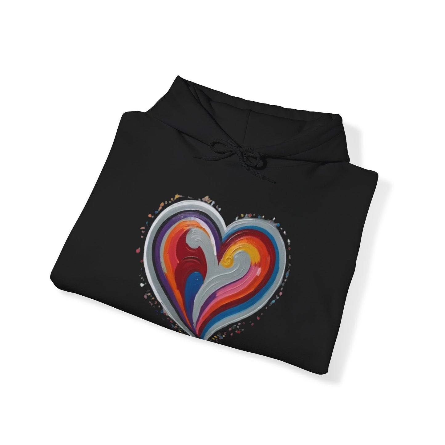 Colourful Grey Love Heart - Unisex Hooded Sweatshirt