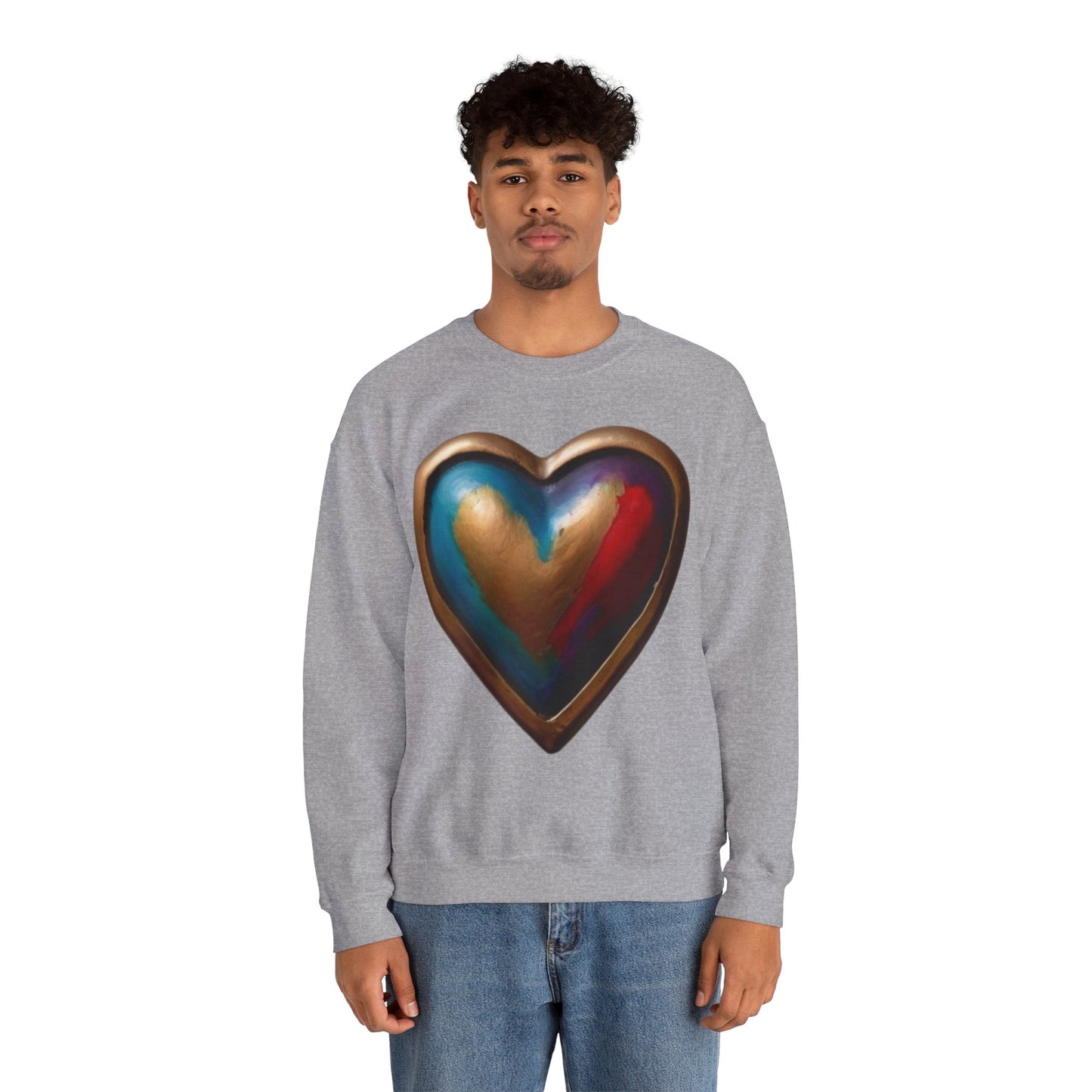 Bronze Colourful Love Heart - Unisex Crewneck Sweatshirt