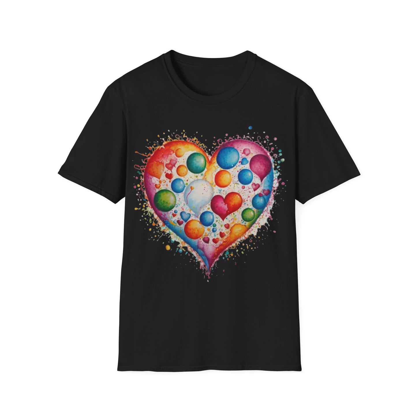 Colourful Messy Bubbles Love Heart - Unisex T-Shirt