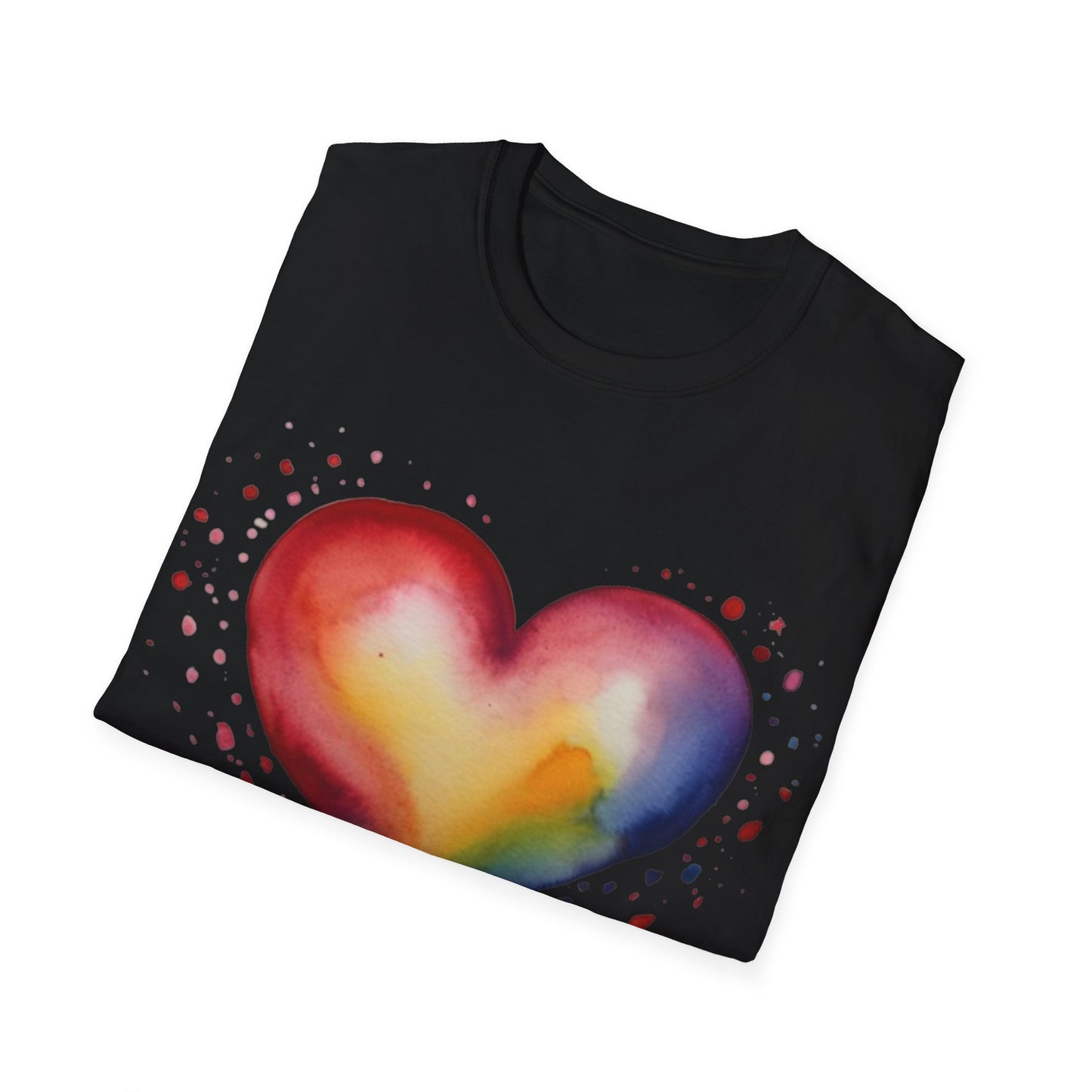 Colourful Watercolour Style Love Heart - Unisex T-Shirt