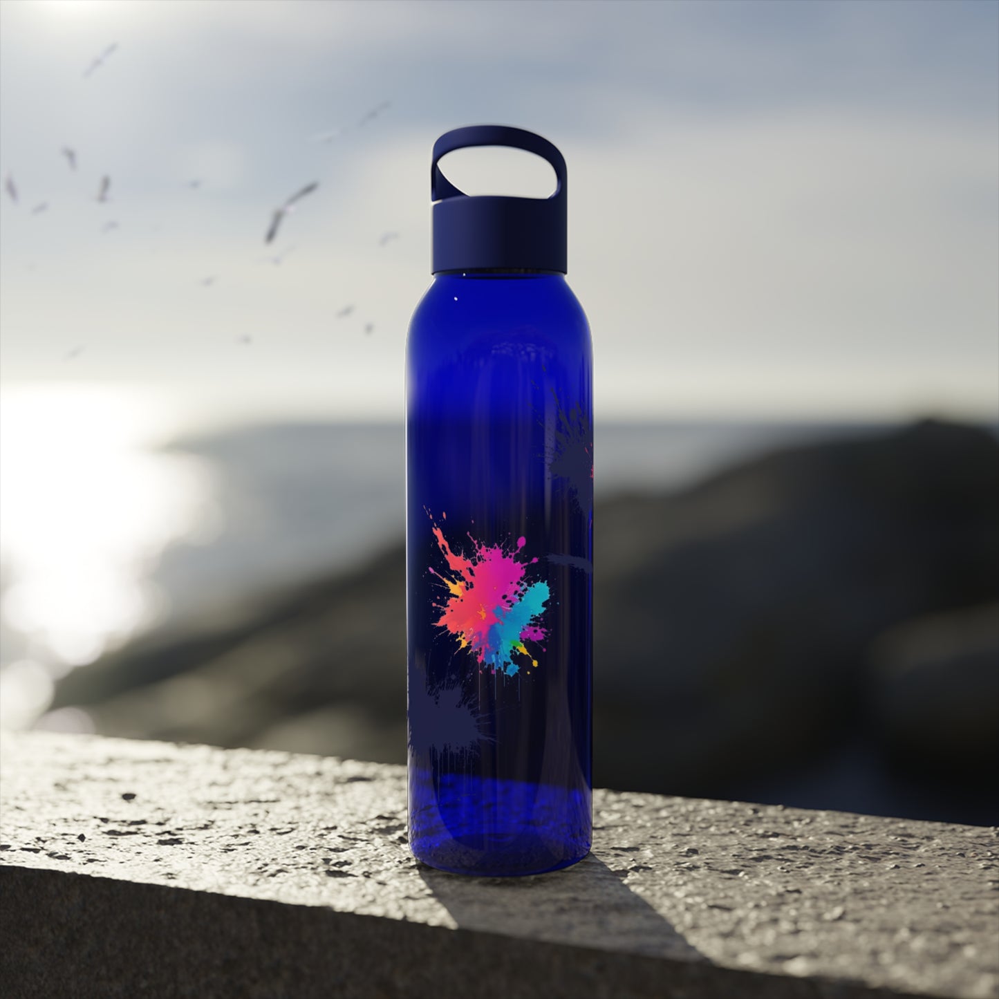 Colourful Paint Splatter - Sky Water Bottle