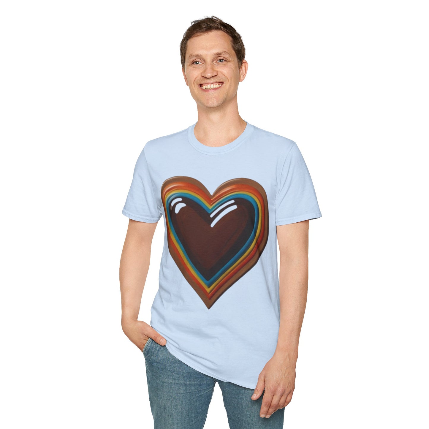 Colourful Brown Love Heart - Unisex T-Shirt