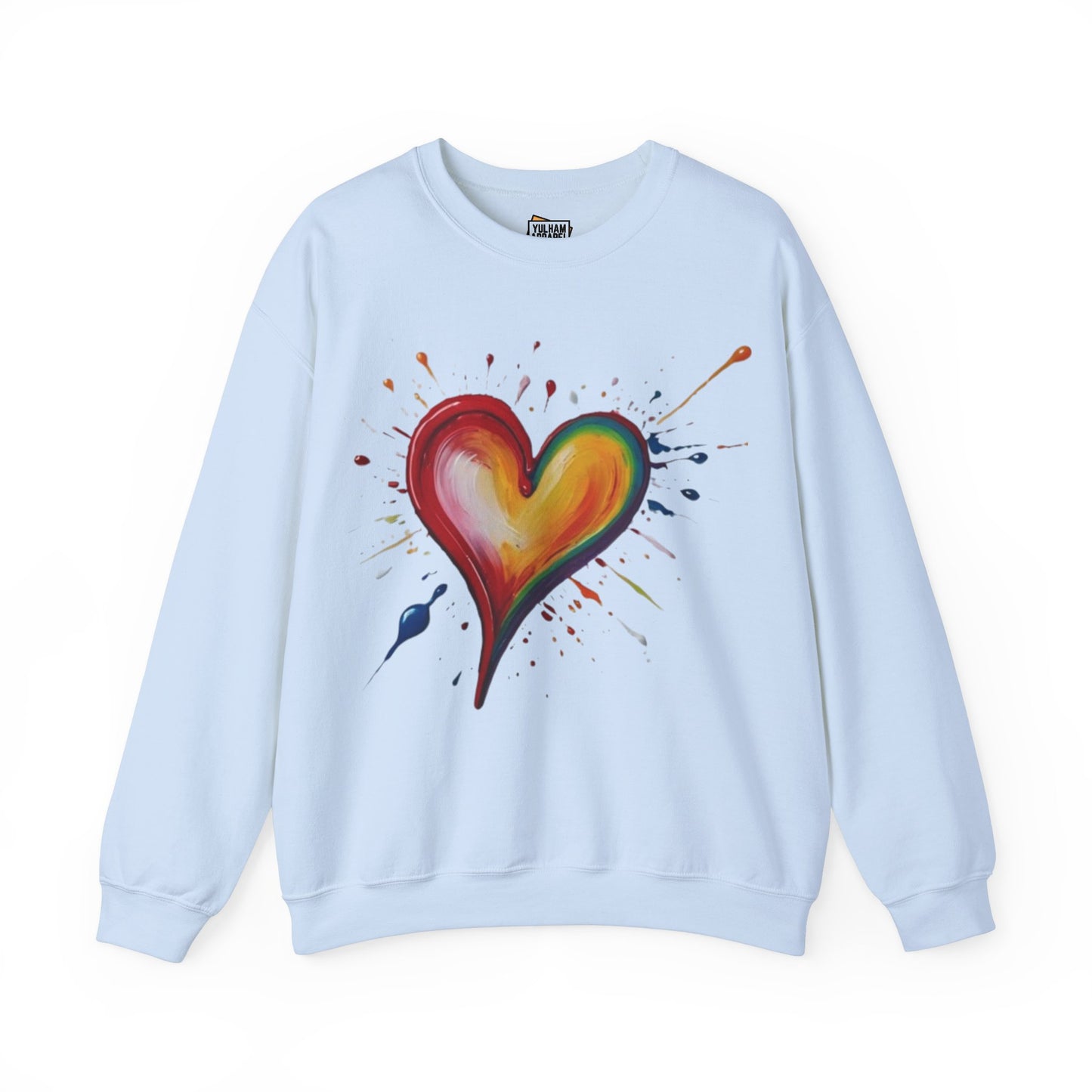 Messy Painted Colourful Slanted Love Heart - Unisex Crewneck Sweatshirt