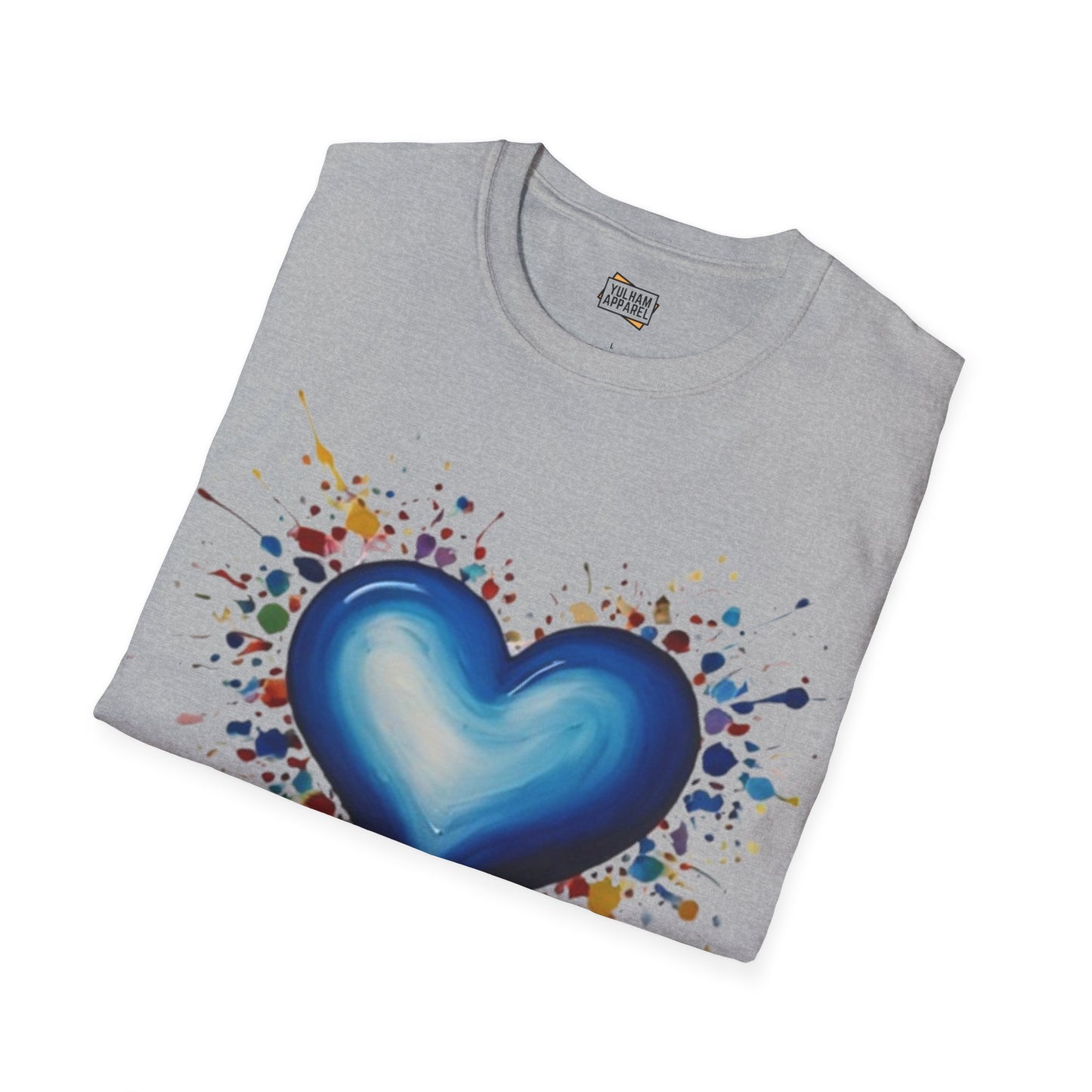 Messy Splatter Blue Love Heart - Unisex T-Shirt