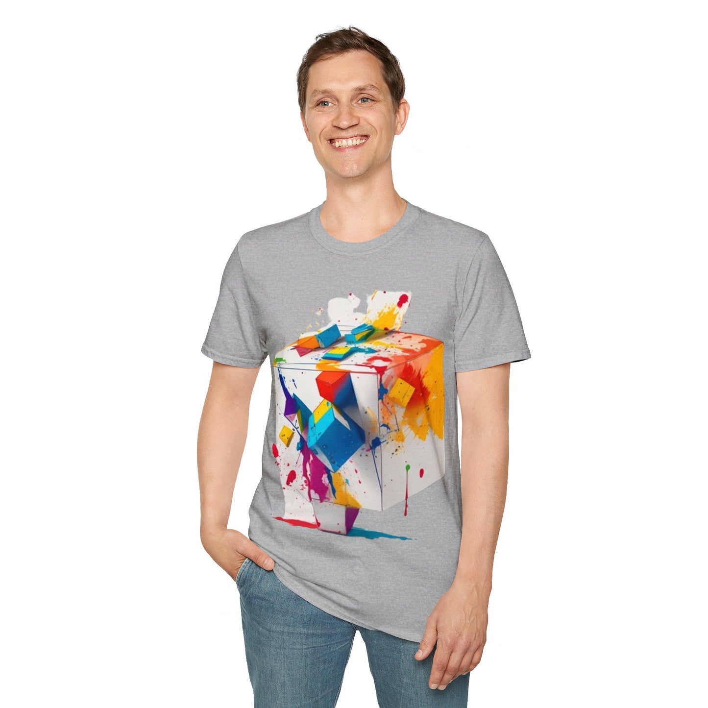 Messy Colourful 3D Cube - Unisex T-Shirt