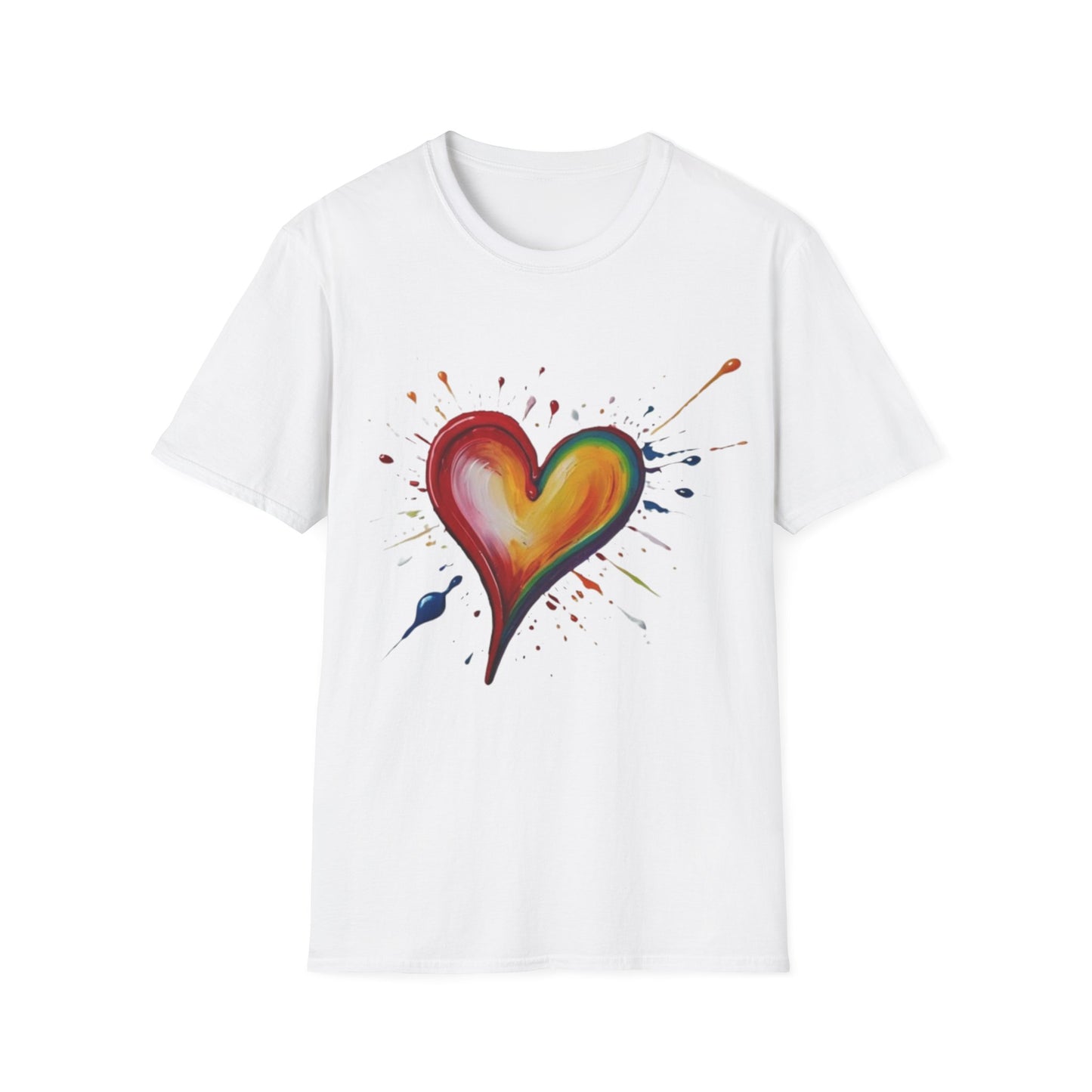 Messy Painted Colourful Slanted Love Heart - Unisex T-Shirt