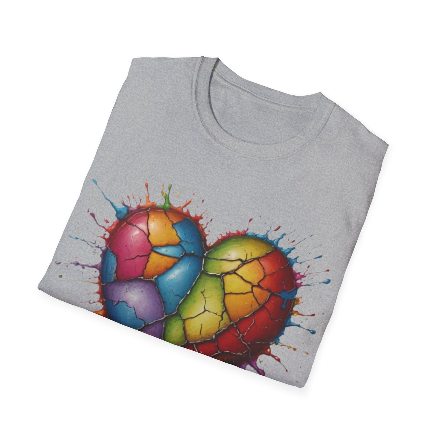 Colourful Messy Cracked Love Heart - Unisex T-Shirt