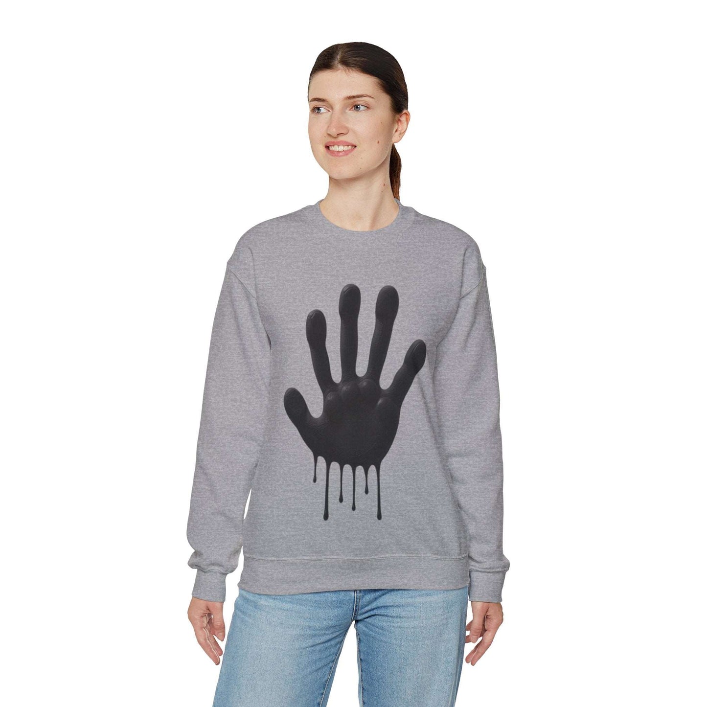 Black Hand Print - Unisex Crewneck Sweatshirt