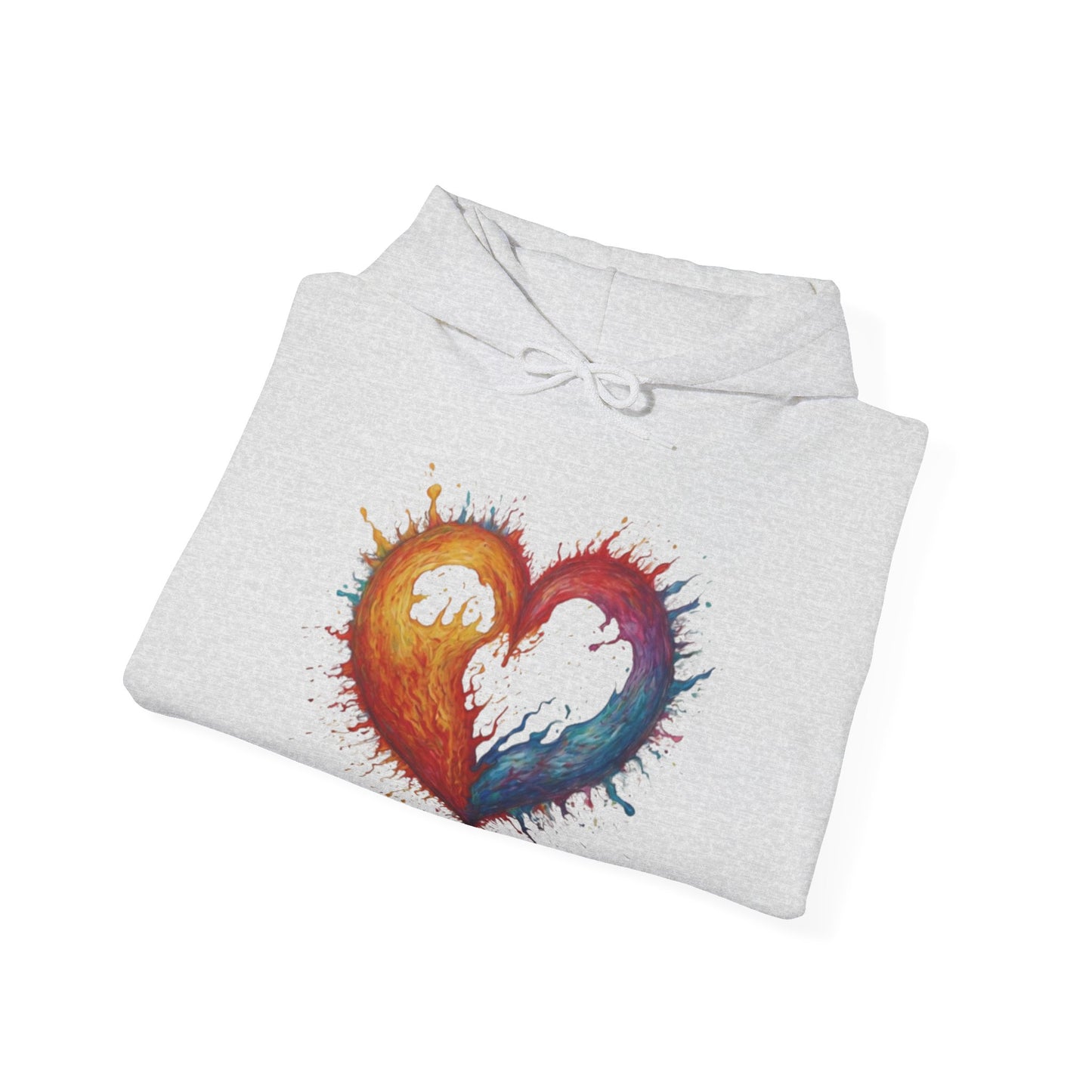 Colourful Burning Love Heart - Unisex Hooded Sweatshirt