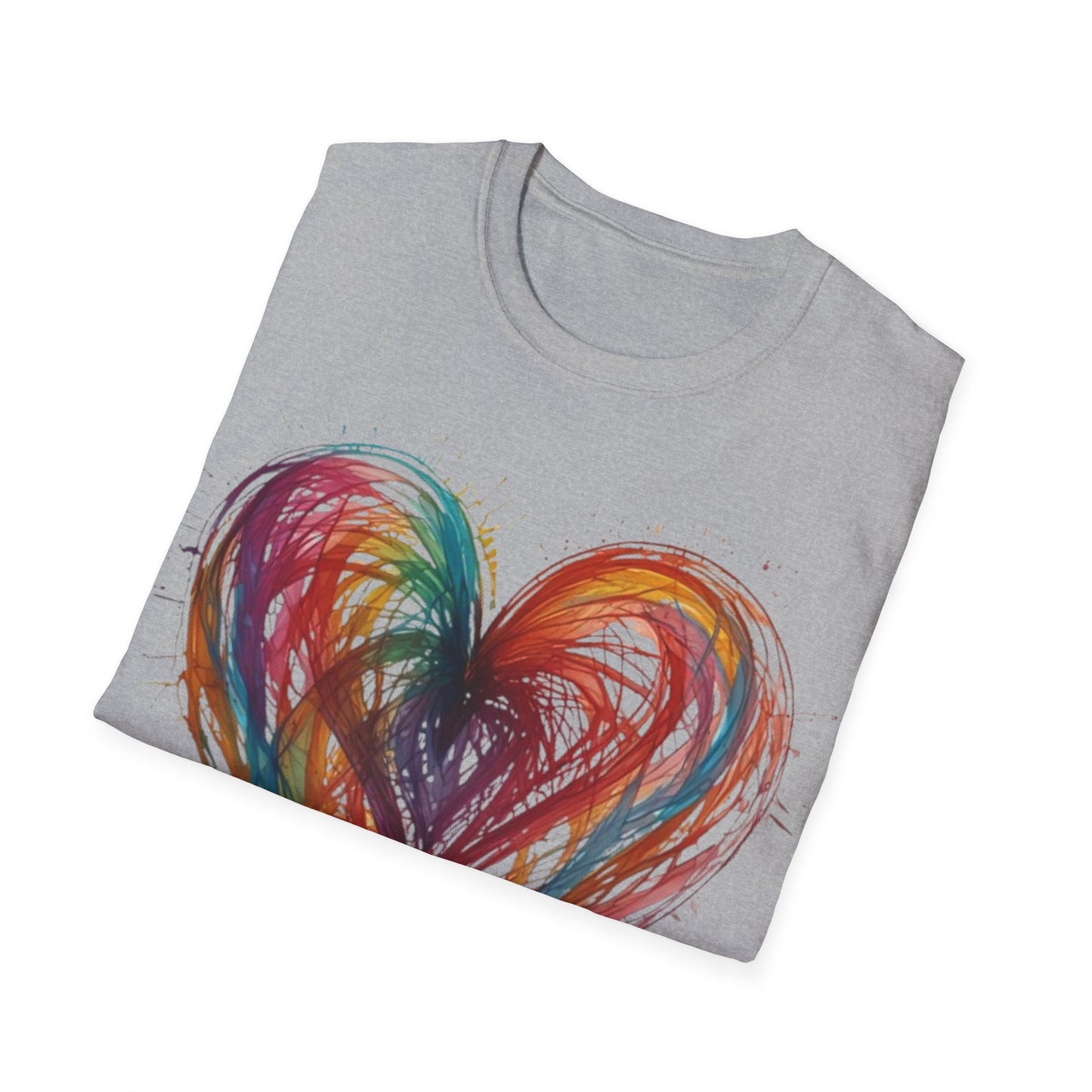 Colourful Messy Lines Transparent Love Heart - Unisex T-Shirt