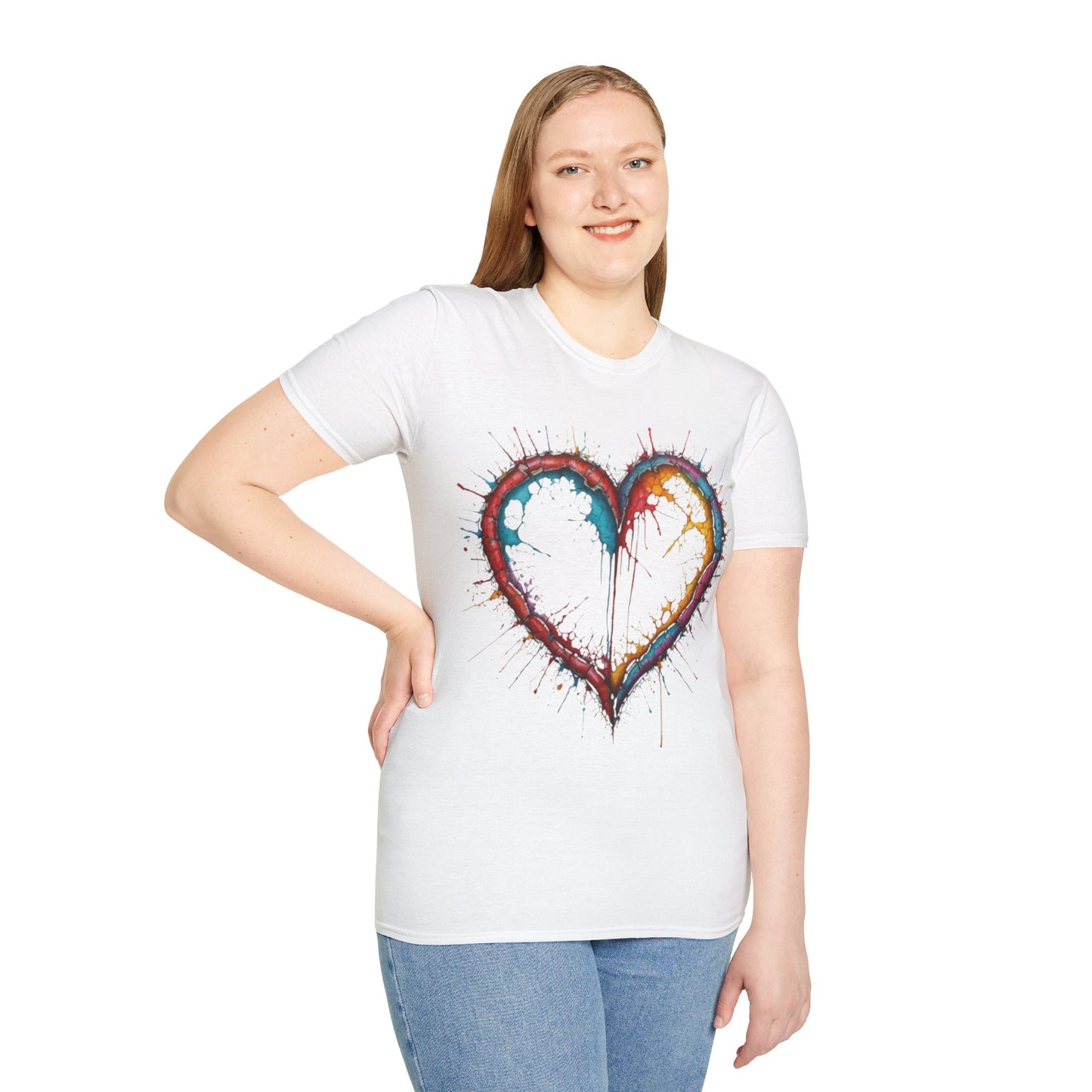 Hollow Colourful Messy Love Heart - Unisex T-Shirt