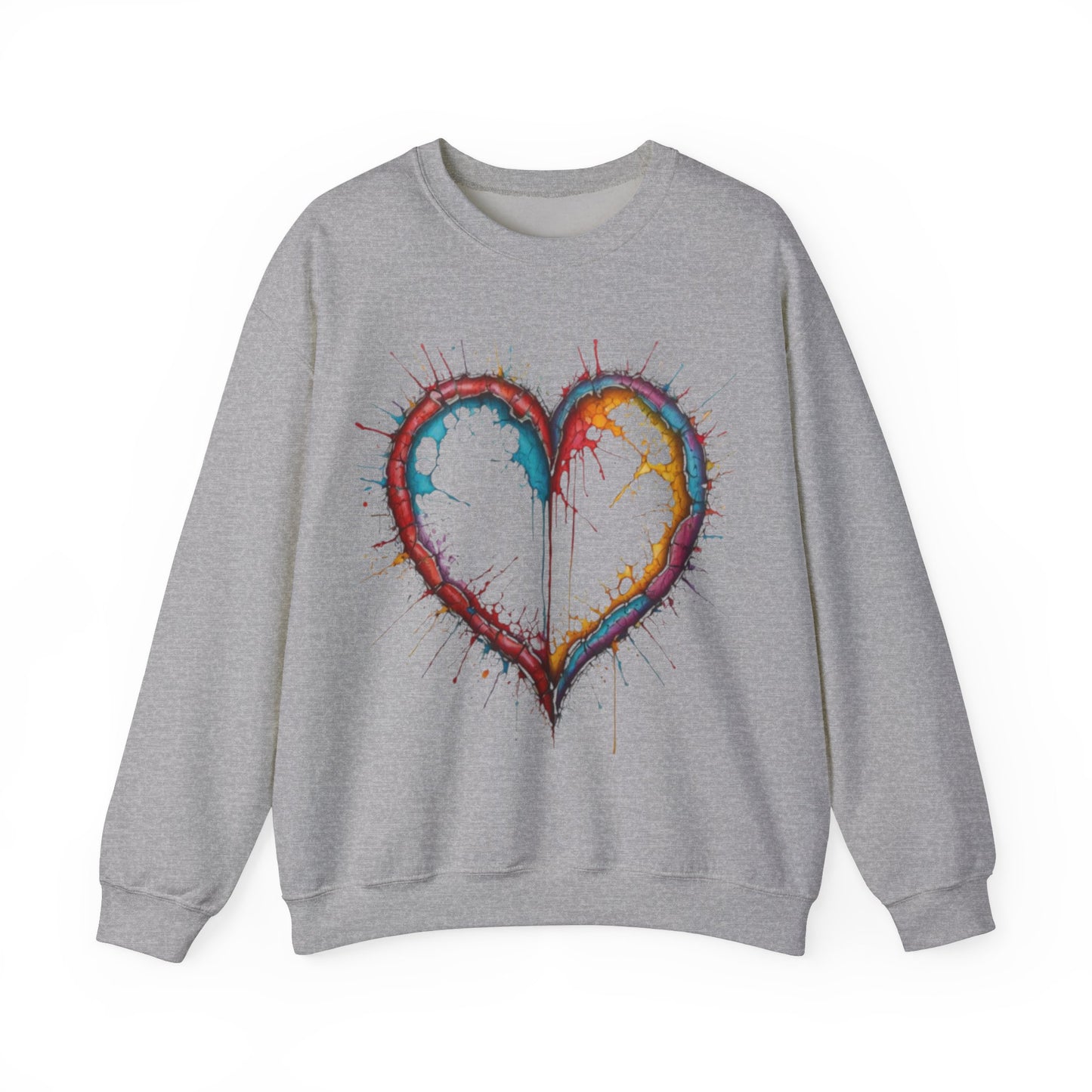 Hollow Colourful Messy Love Heart - Unisex Heavy Sweatshirt