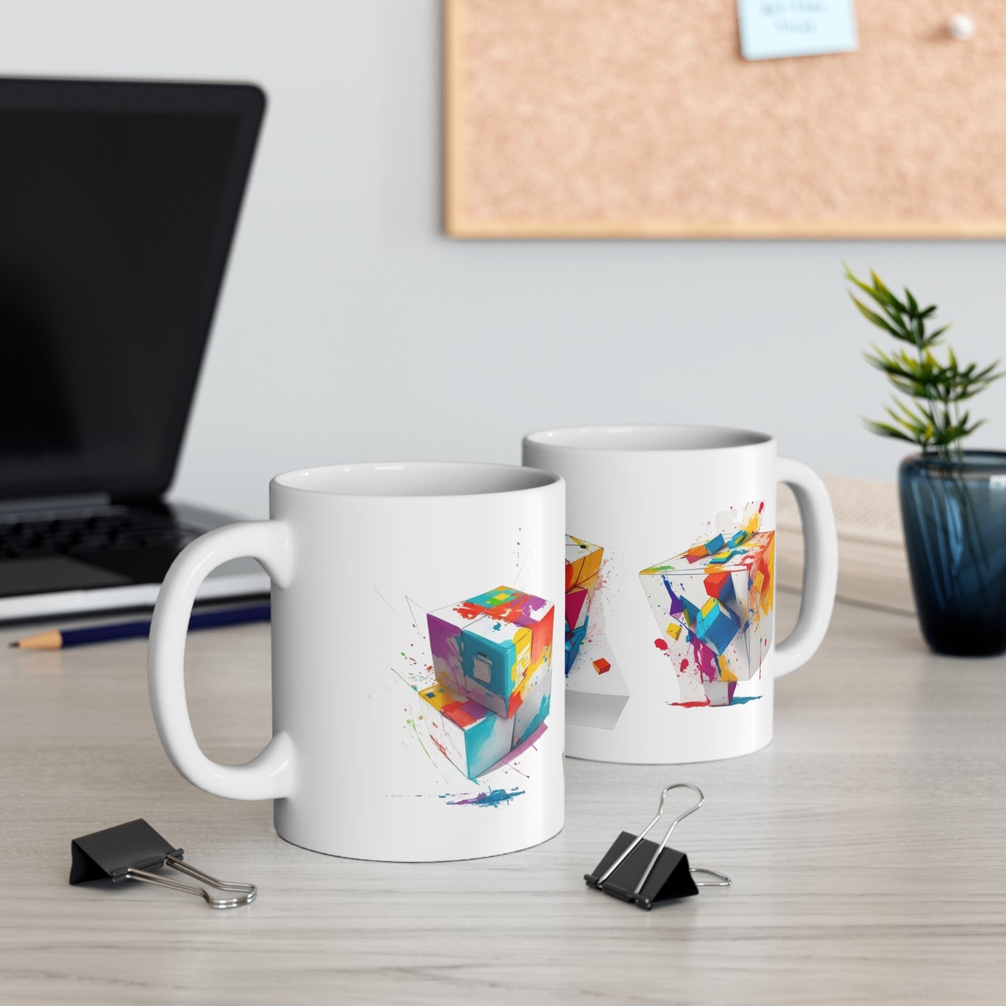 Colourful Cubes Artwork - Ceramic Coffee Mug 11oz