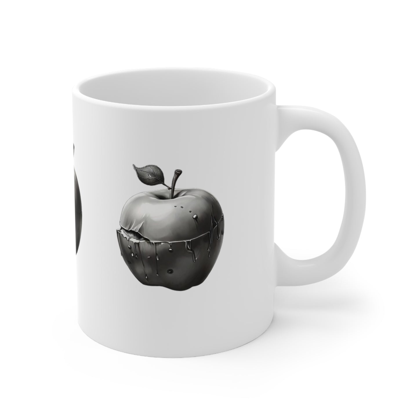 Black and White Cracked Apples Mug - Ceramic Coffee Mug 11oz