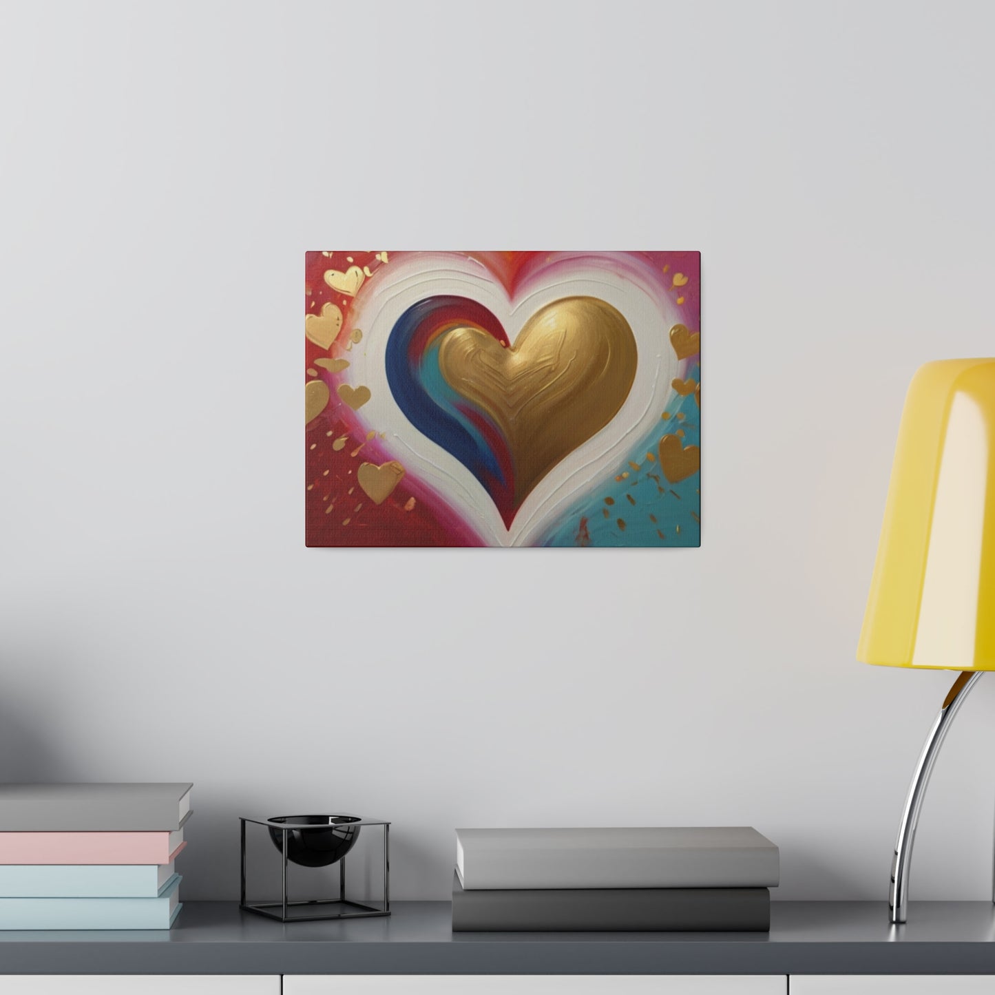 Gold Painted Love Heart - Matte Canvas, Stretched, 0.75"