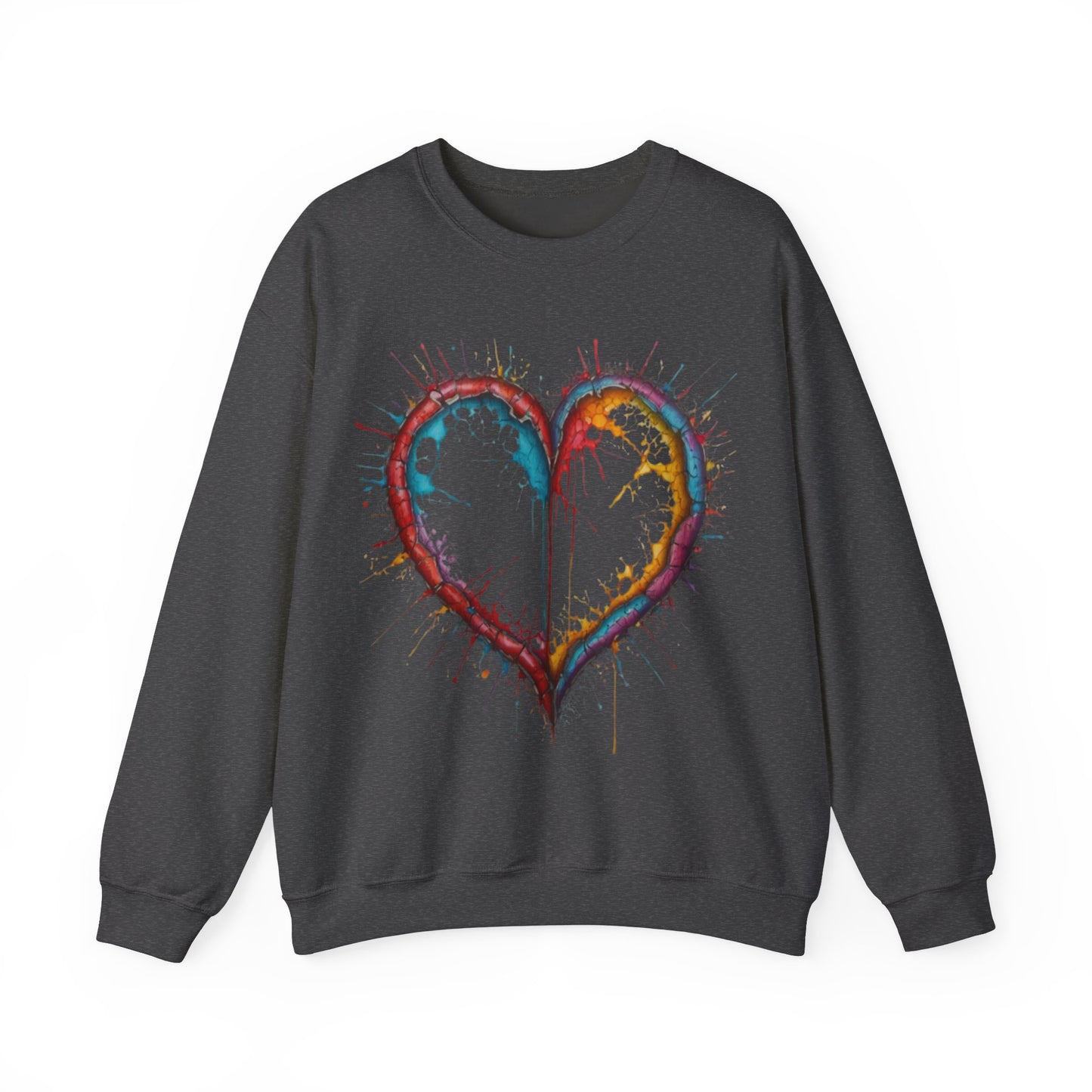 Hollow Colourful Messy Love Heart - Unisex Heavy Sweatshirt