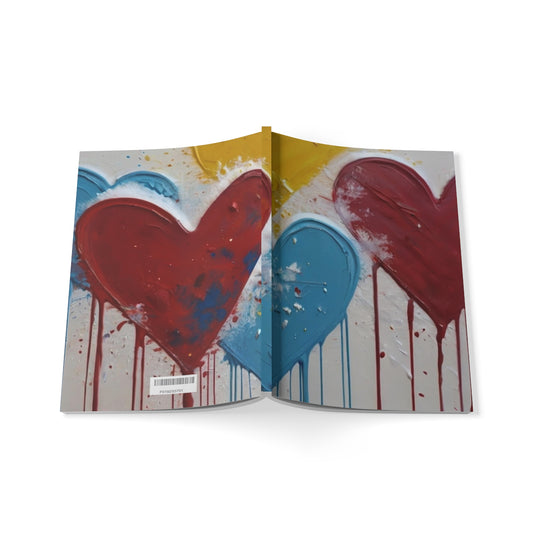 Blue and Red Love Hearts - Softcover Notebook, A5