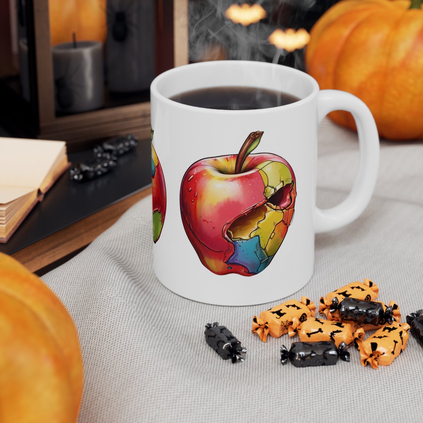 Colourful Eaten Apple Art - Ceramic Coffee Mug 11oz