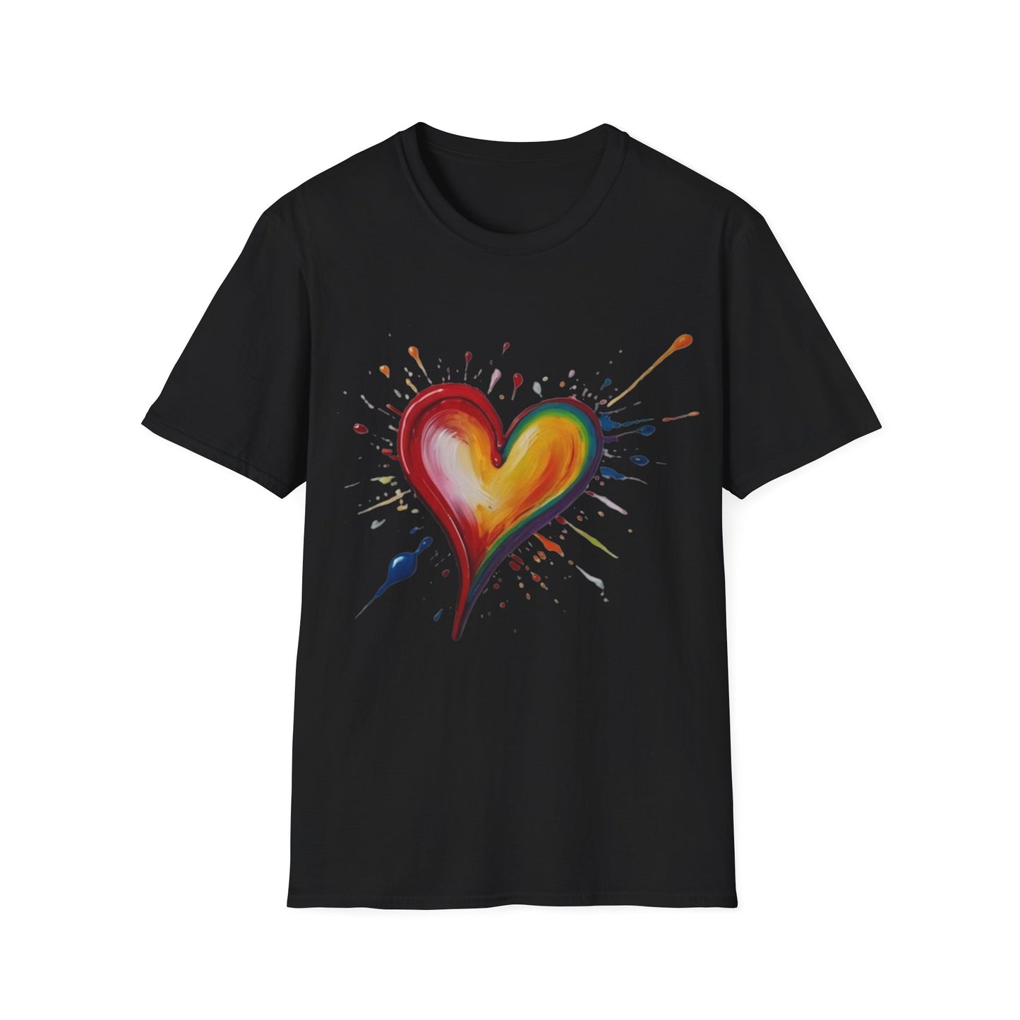 Messy Painted Colourful Slanted Love Heart - Unisex T-Shirt