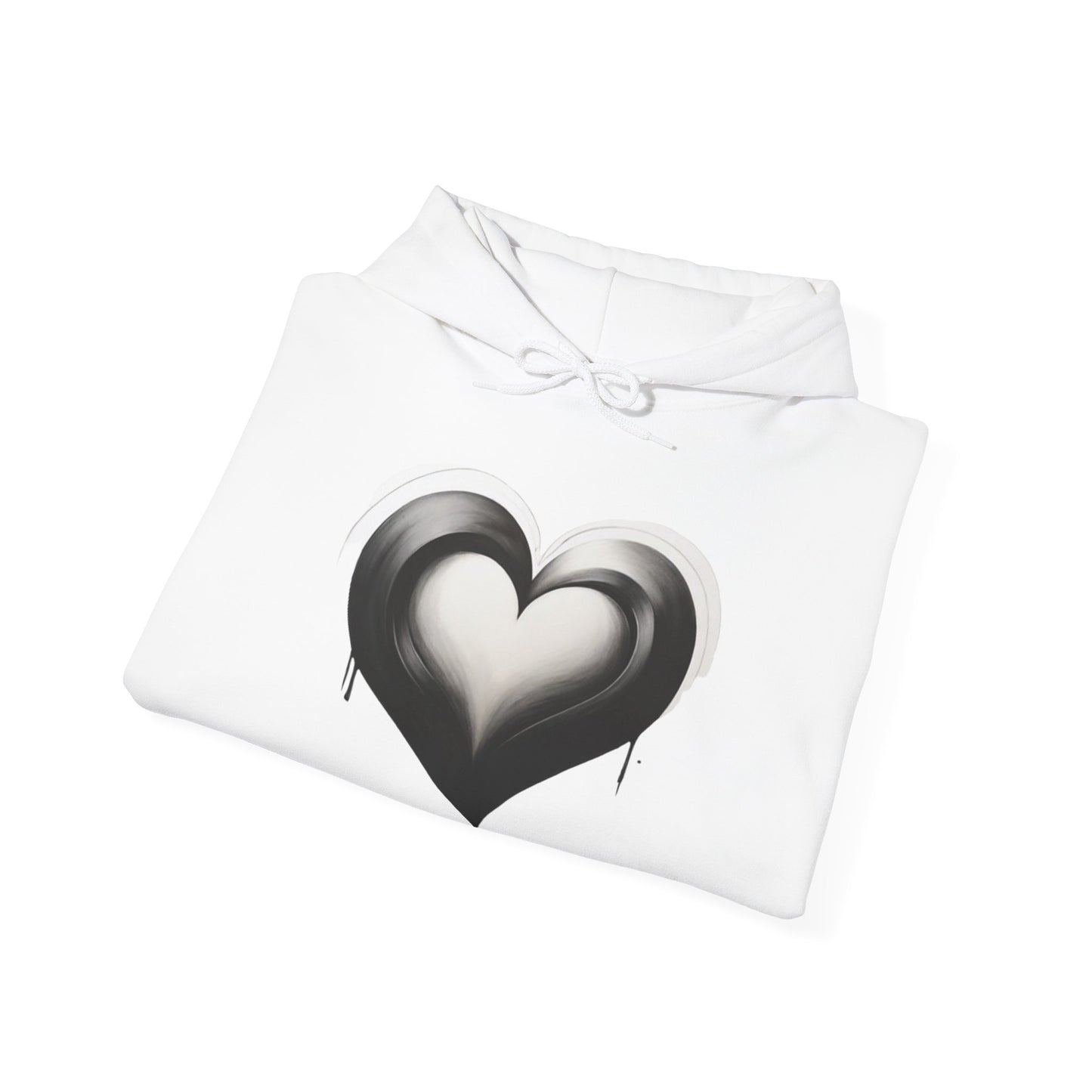 Black and White Heart - Unisex Hooded Sweatshirt