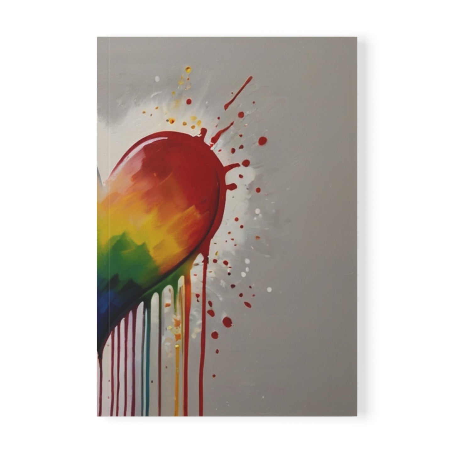 Dripping Multicoloured Love Heart - Softcover Notebook, A5