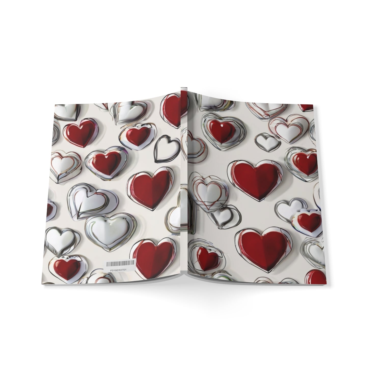 Red And White Love Hearts - Softcover Notebook, A5