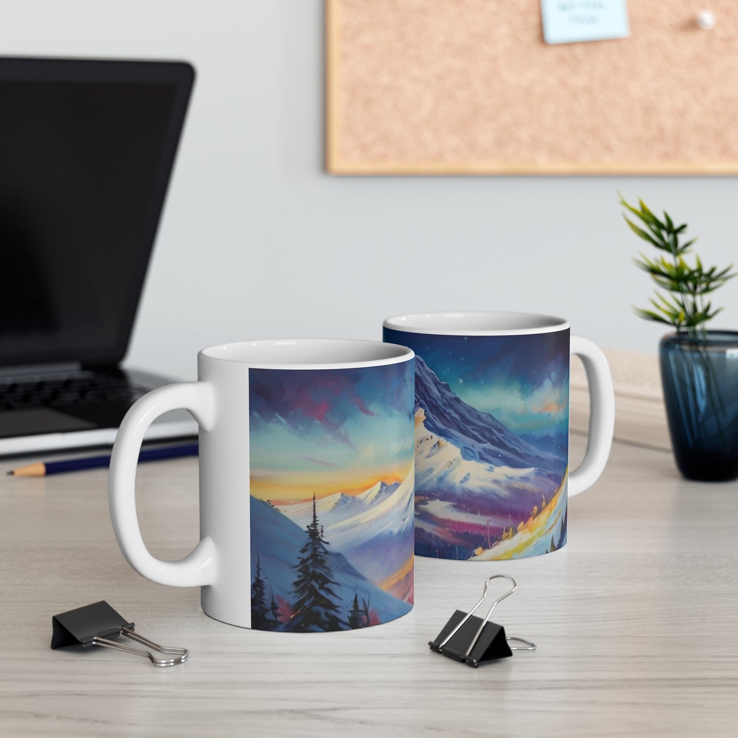 Snowy Mountain Mug - Ceramic Coffee Mug 11oz