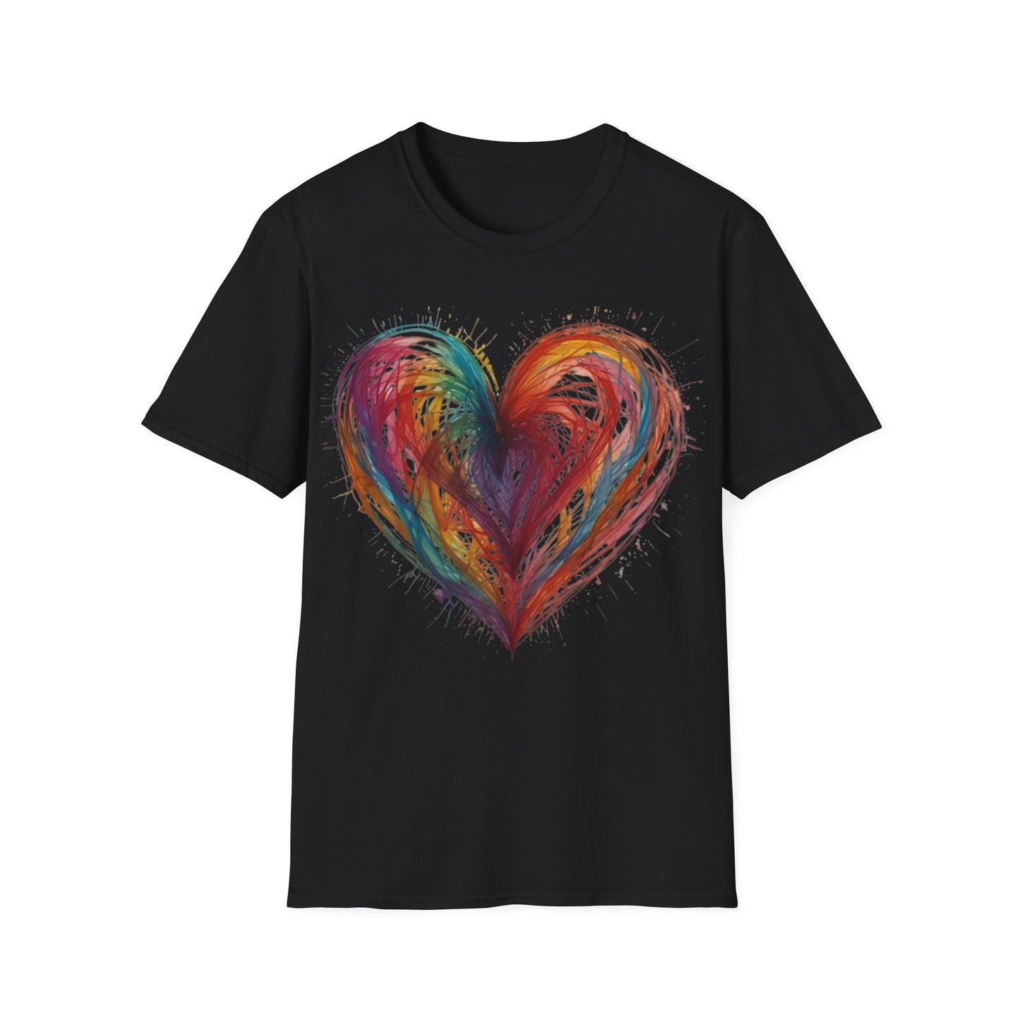 Colourful Messy Lines Transparent Love Heart - Unisex T-Shirt