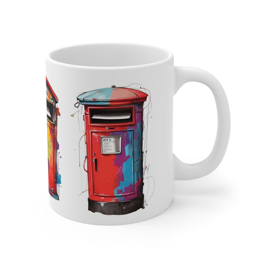 Colourful Post-Box's Mug - Ceramic Coffee Mug 11oz