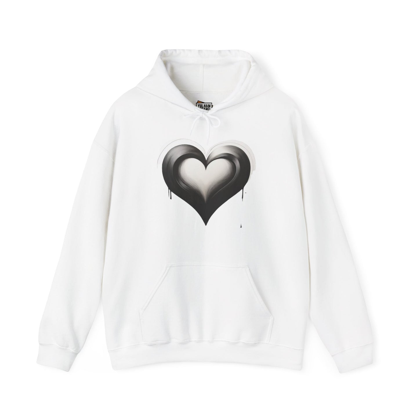 Black and White Heart - Unisex Hooded Sweatshirt