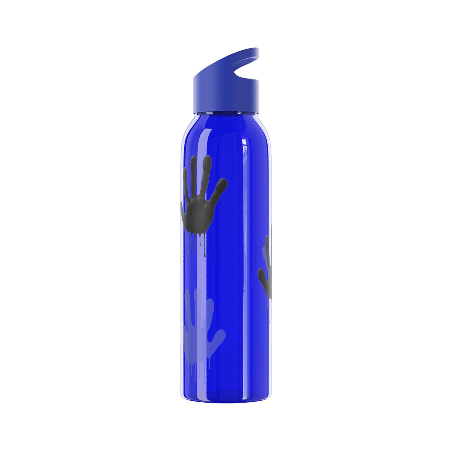 Black Hand Print Art - Sky Water Bottle