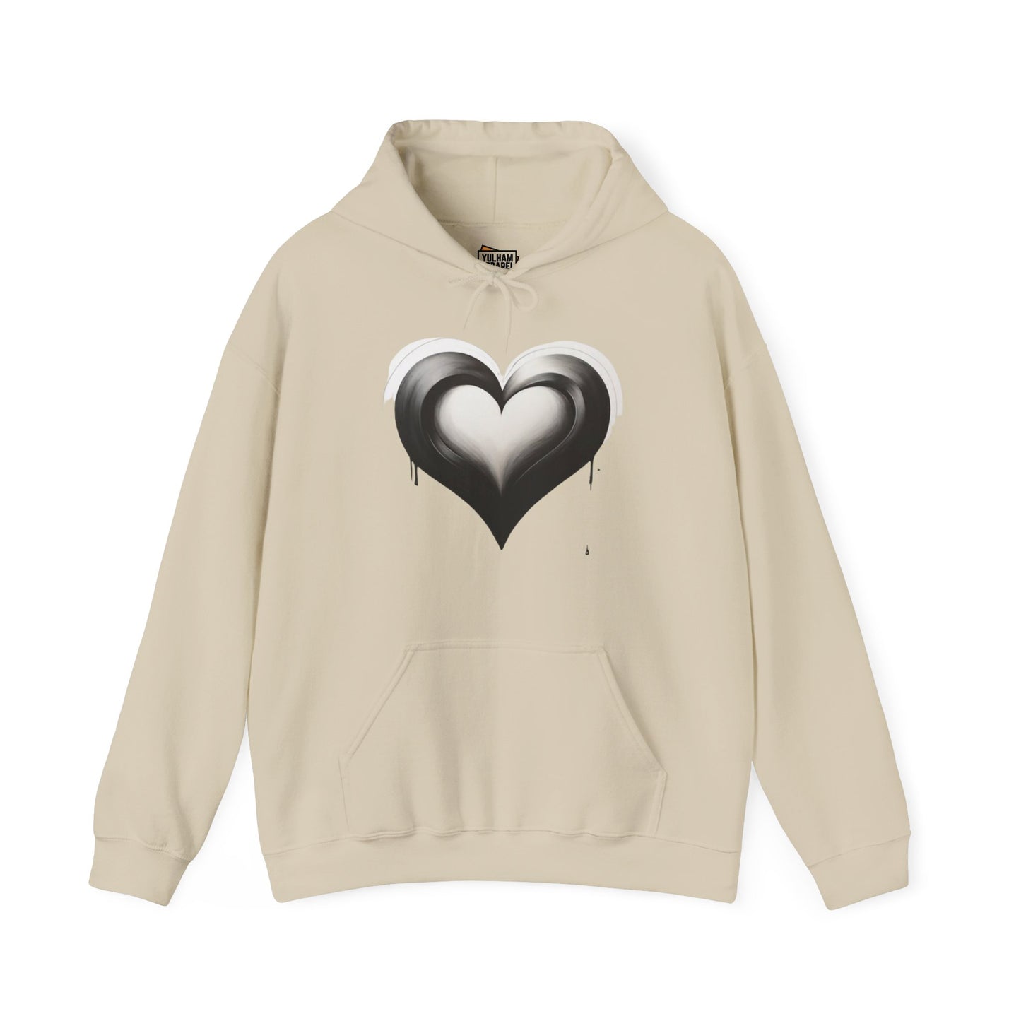 Black and White Heart - Unisex Hooded Sweatshirt