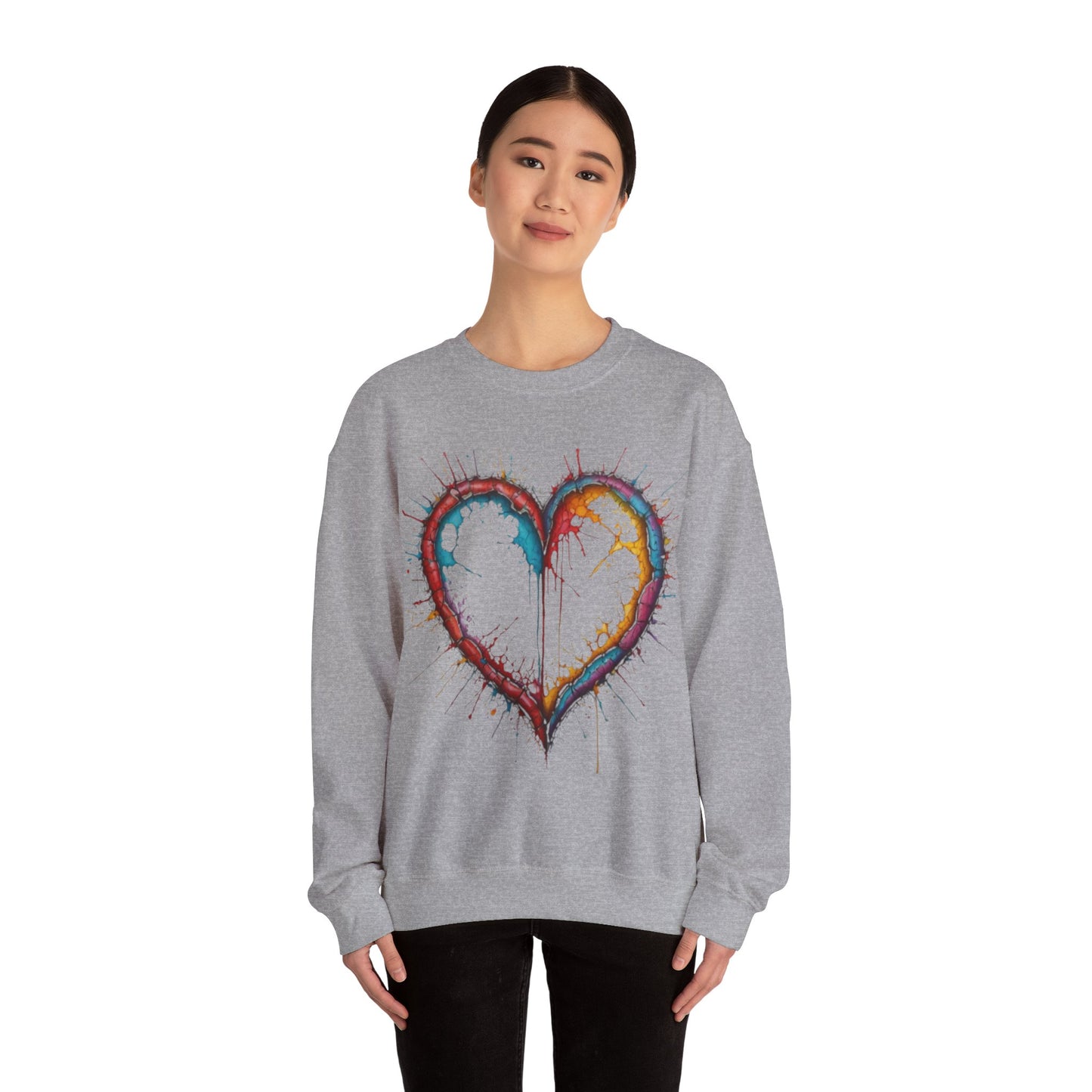 Hollow Colourful Messy Love Heart - Unisex Heavy Sweatshirt