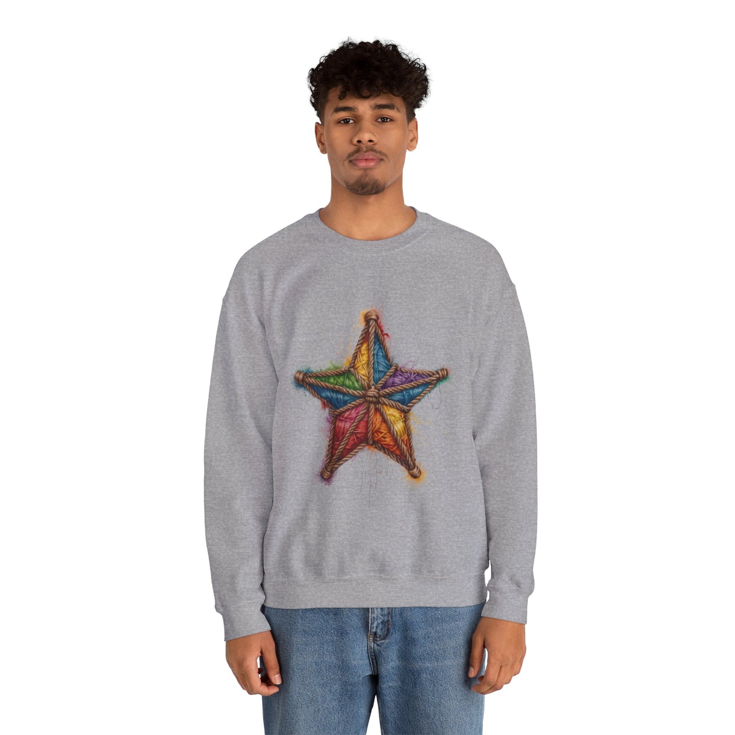 Multicoloured Star Rope Pattern - Unisex Crewneck Sweatshirt