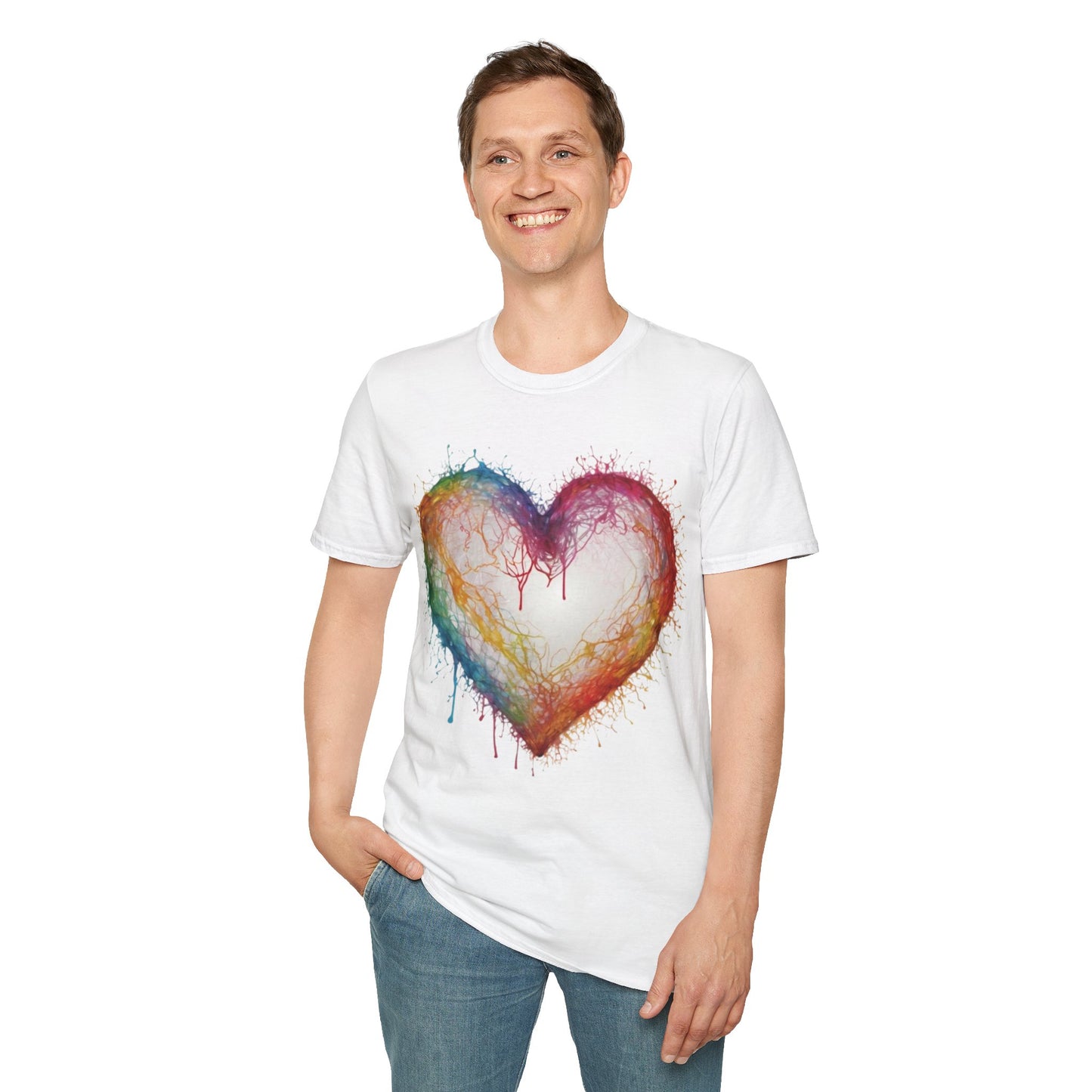 Transparent Colourful Love Heart - Unisex T-Shirt