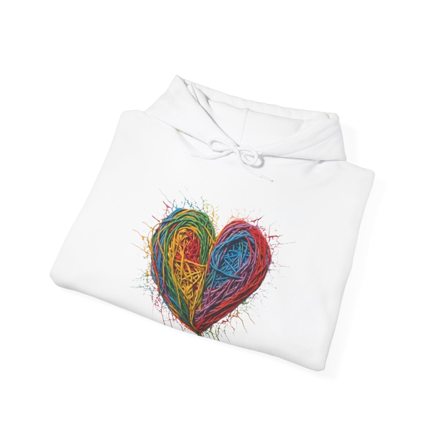 Multicoloured Scoubidou Love Heart - Unisex Hooded Sweatshirt