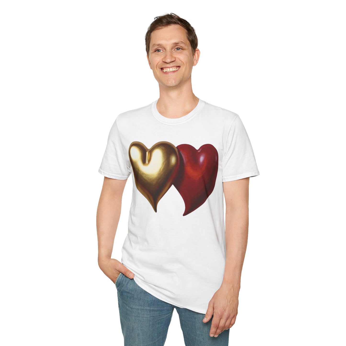 Gold And Red Love Heart - Unisex T-Shirt