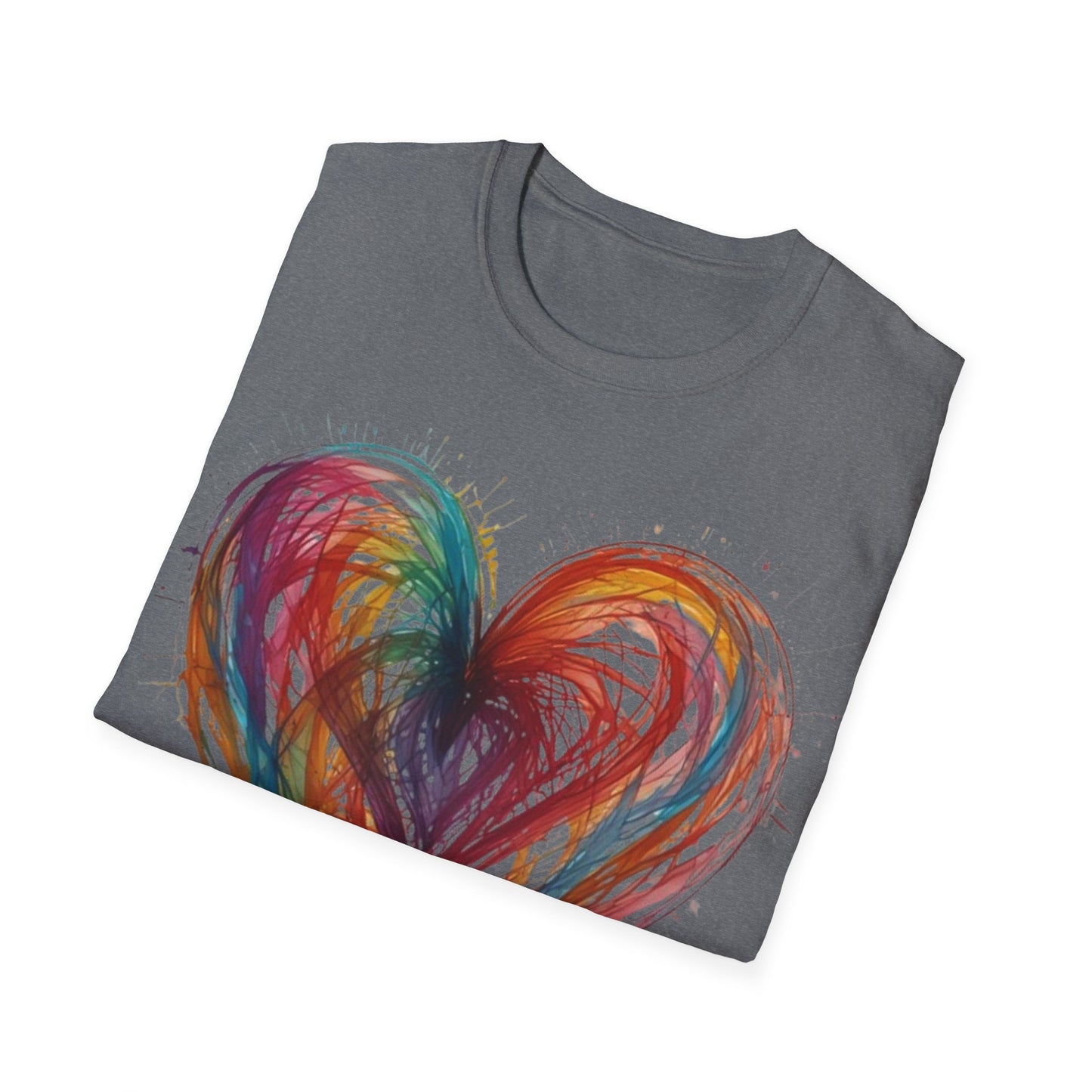 Colourful Messy Lines Transparent Love Heart - Unisex T-Shirt