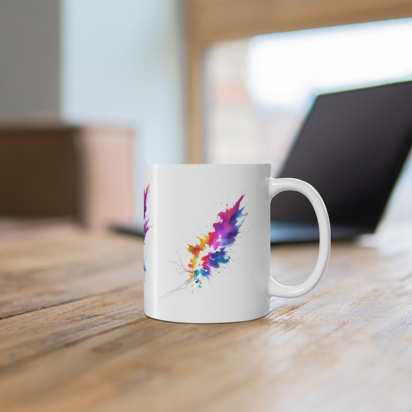 Colourful Lightning Bolt Messy Art Mug - Ceramic Coffee Mug 11oz