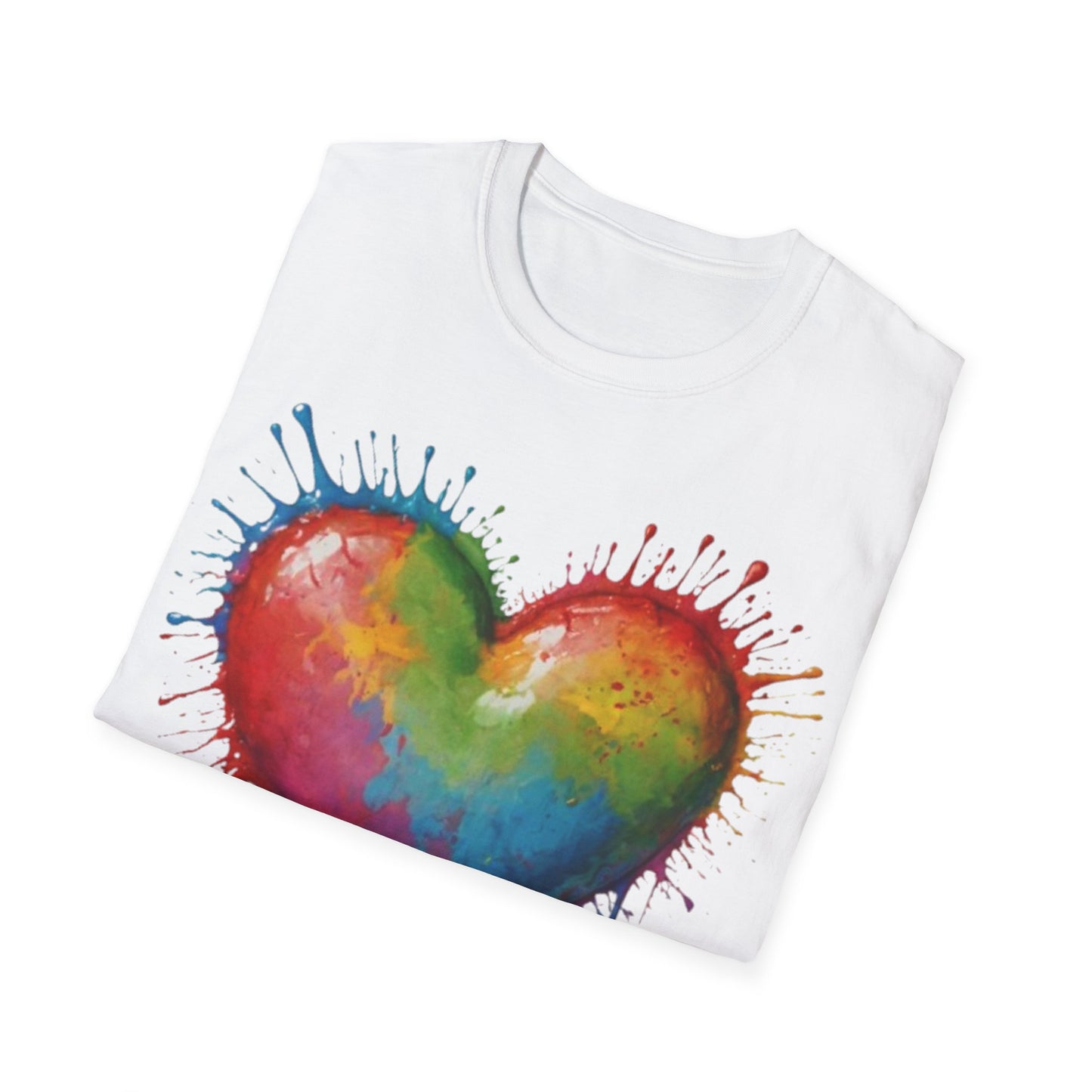 Colourful Messy Dripping Heart - Unisex T-Shirt