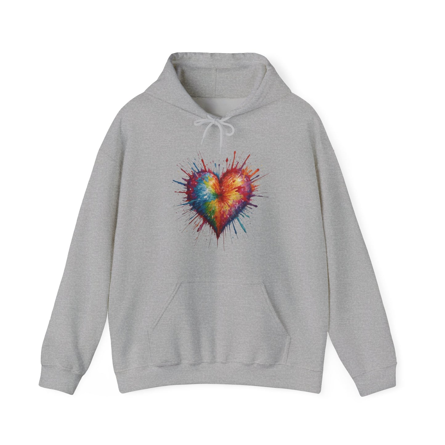 Colourful Messy Exploding Love Heart - Unisex Hooded Sweatshirt