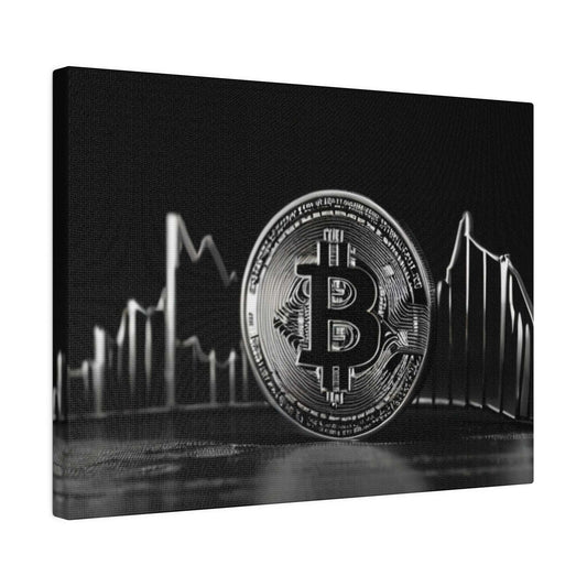 Black And White Bitcoin - Matte Canvas, Stretched, 0.75"