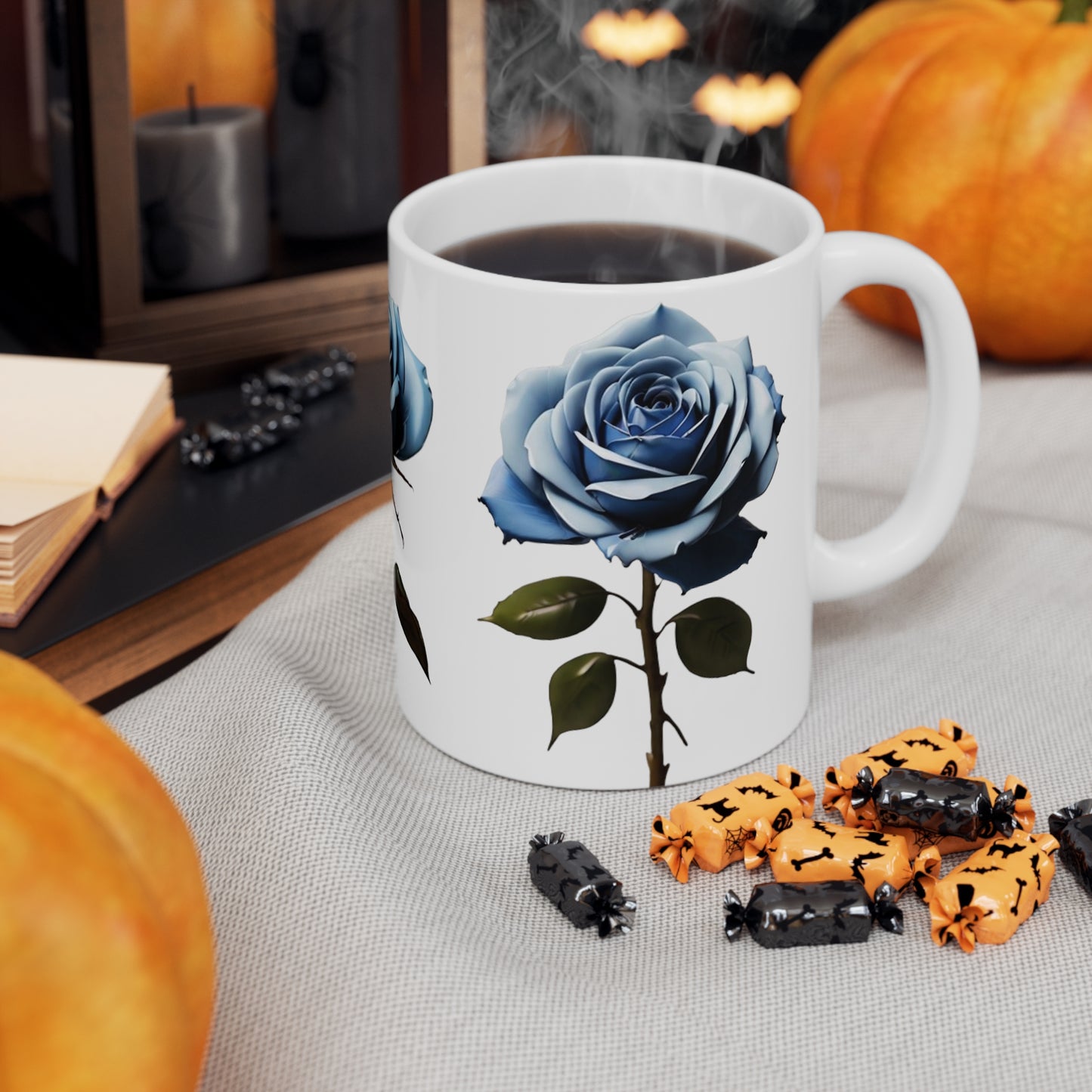 Blue Roses Mug - Ceramic Coffee Mug 11oz
