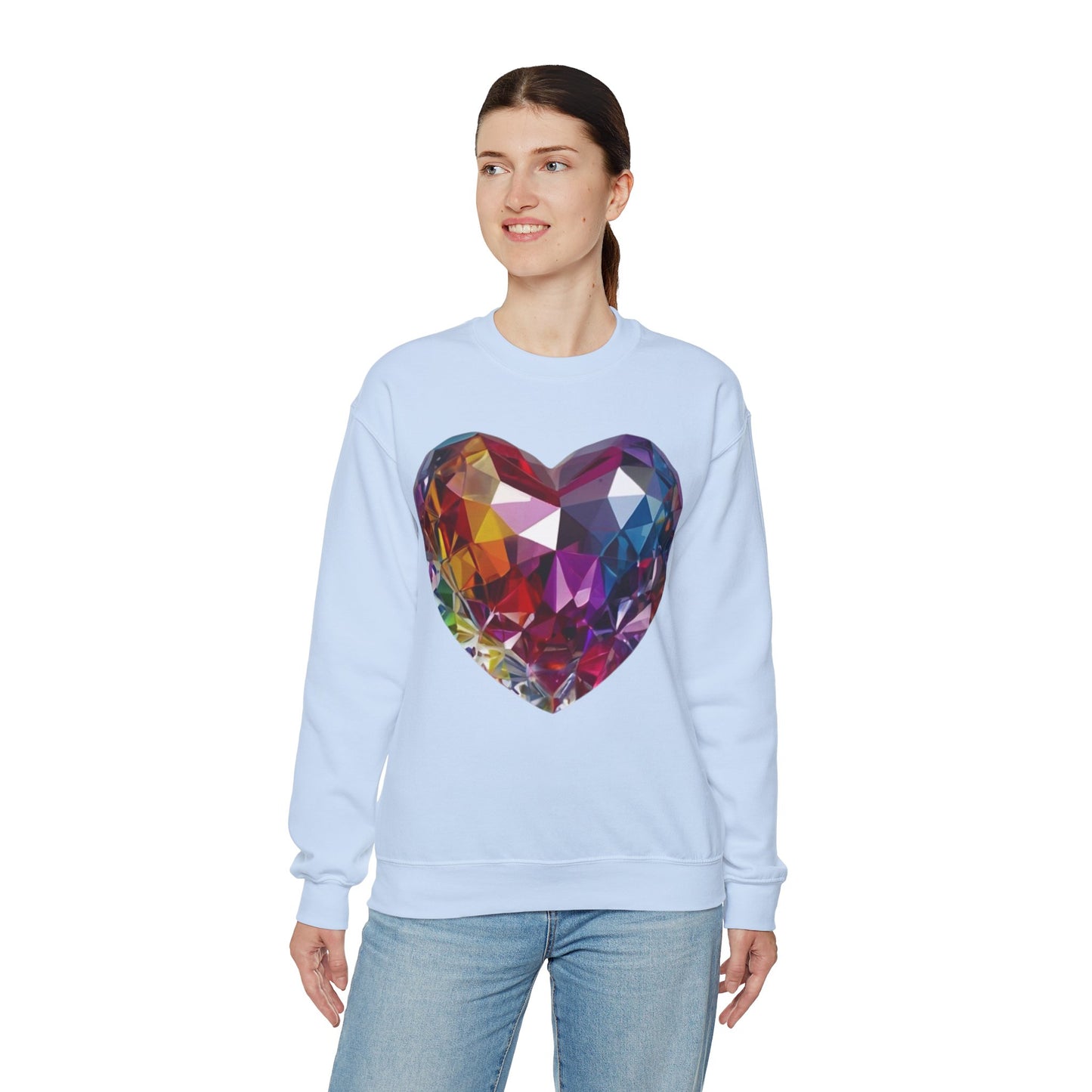 Multicoloured Crystal Love Heart - Unisex Crewneck Sweatshirt