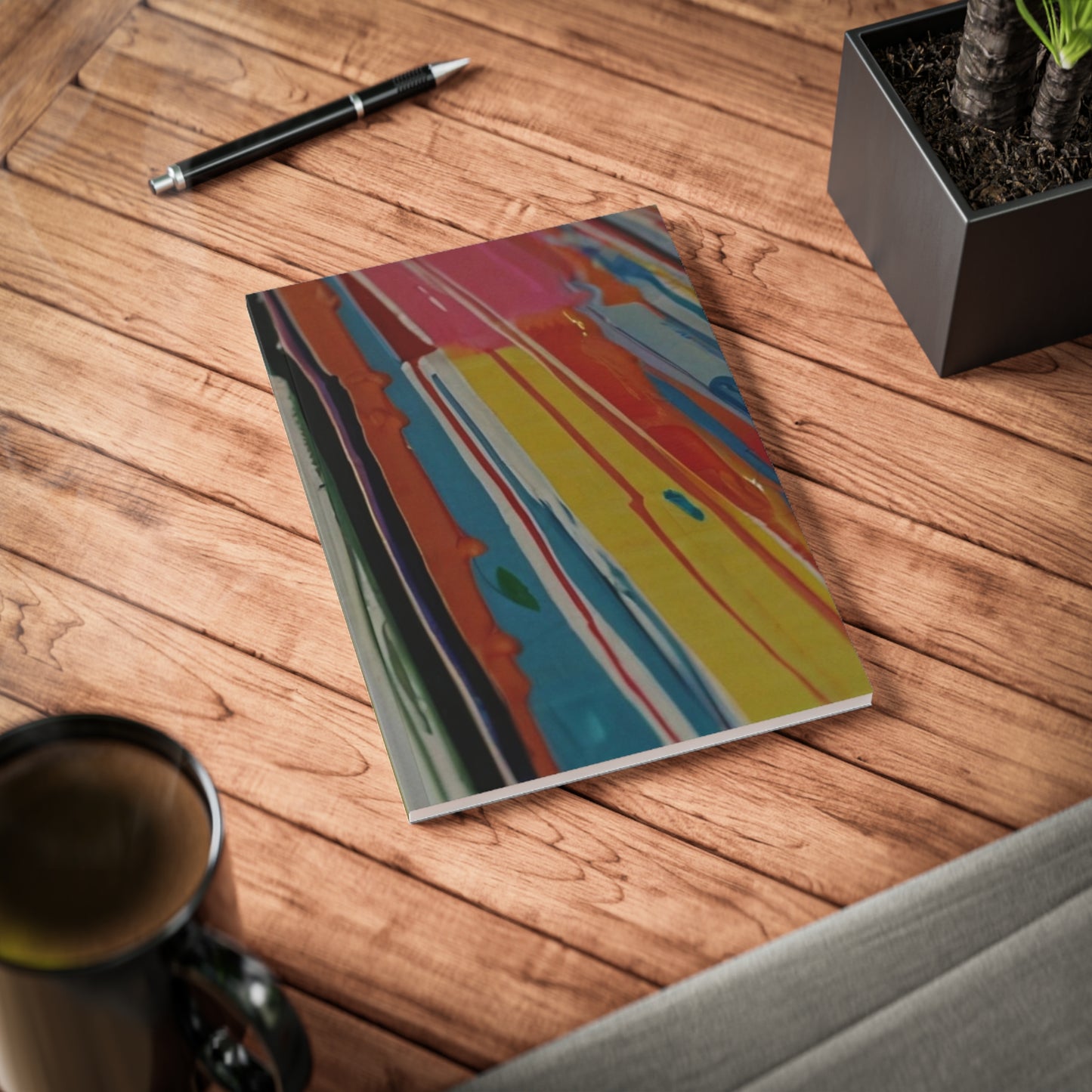 Messy Colourful Painted Lines - Softcover Notebook, A5