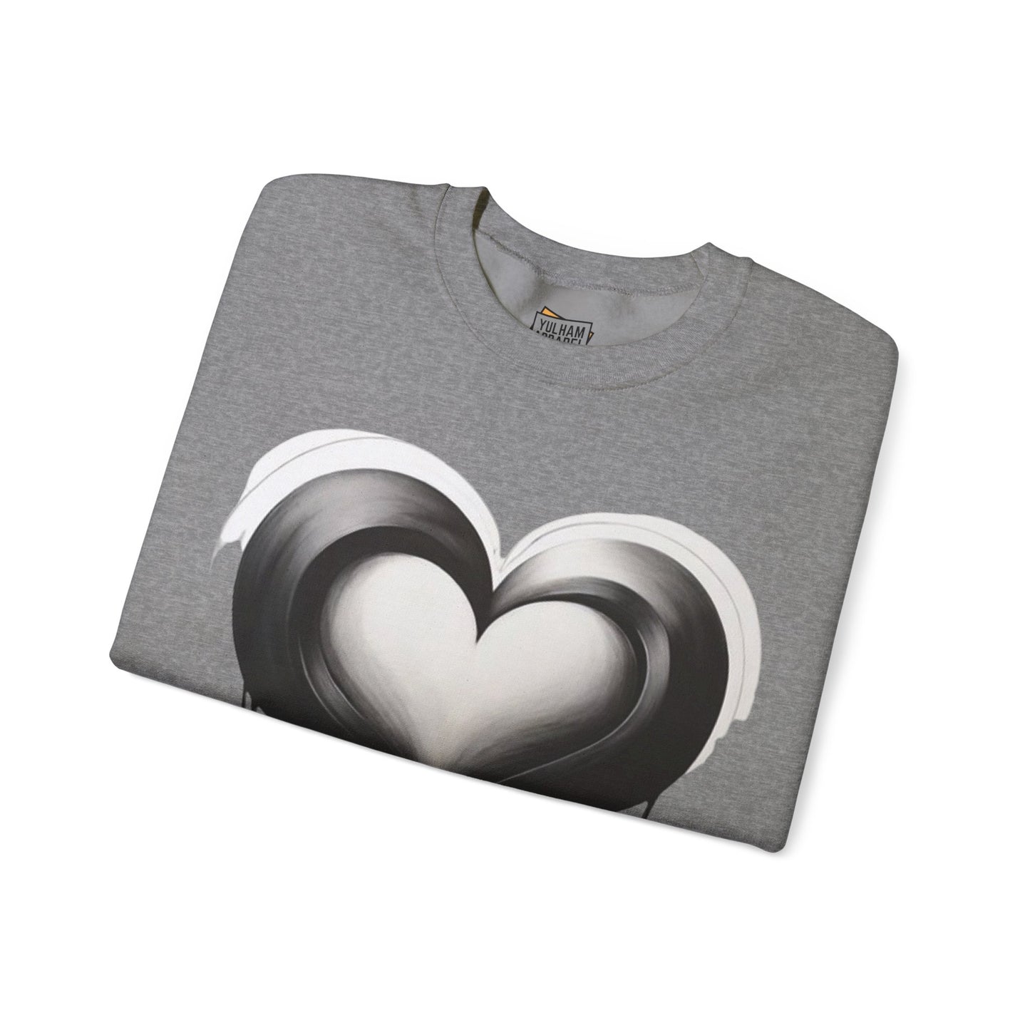 Black and White Love Heart - Unisex Crewneck Sweatshirt