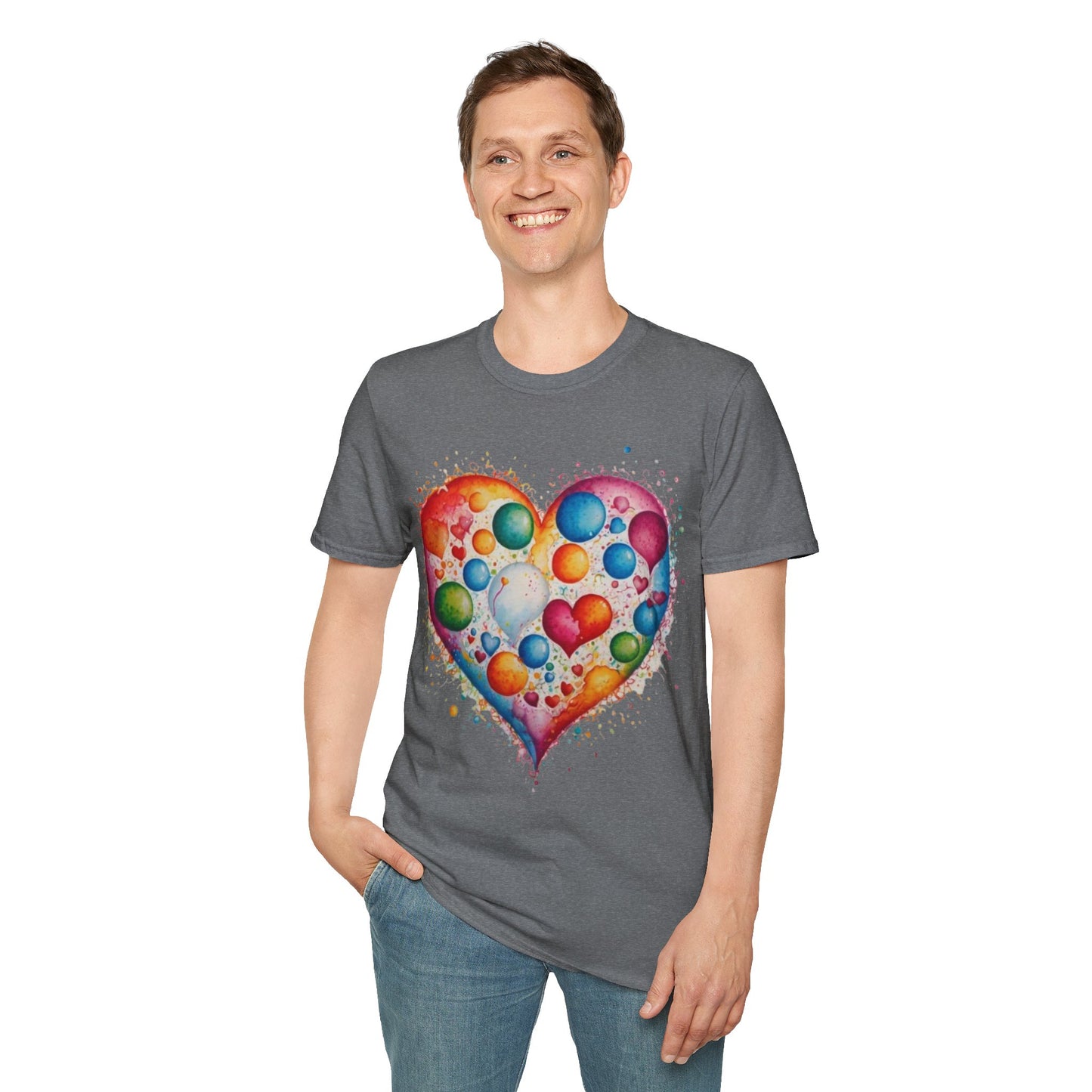 Colourful Messy Bubbles Love Heart - Unisex T-Shirt