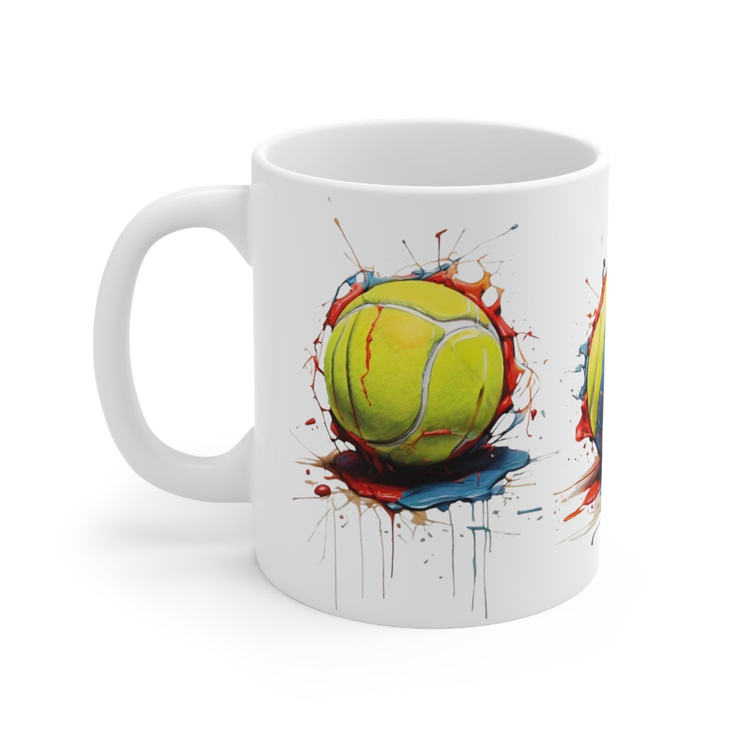 Colourful Messy Tennis Ball's Mug - Ceramic Coffee Mug 11oz